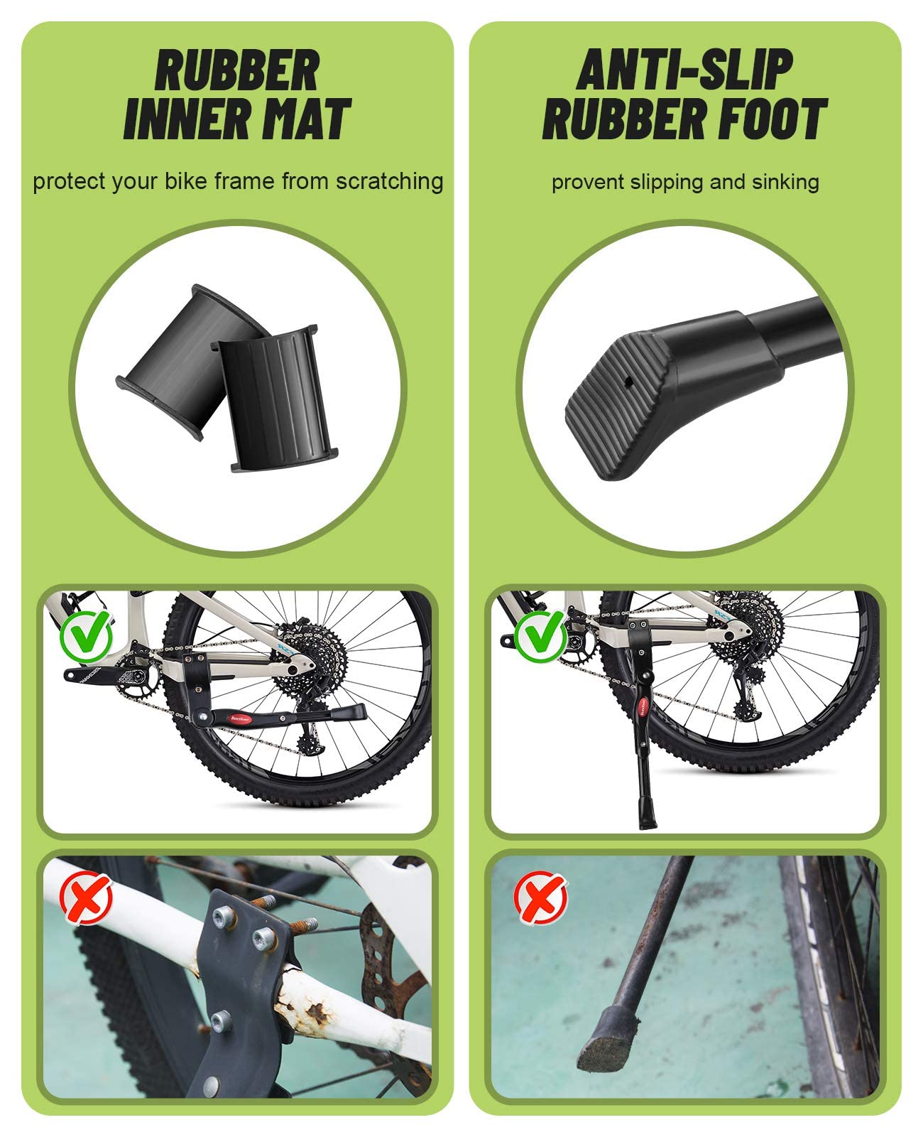 Beedove Adjustable Aluminum Alloy Bike Kickstand for 24