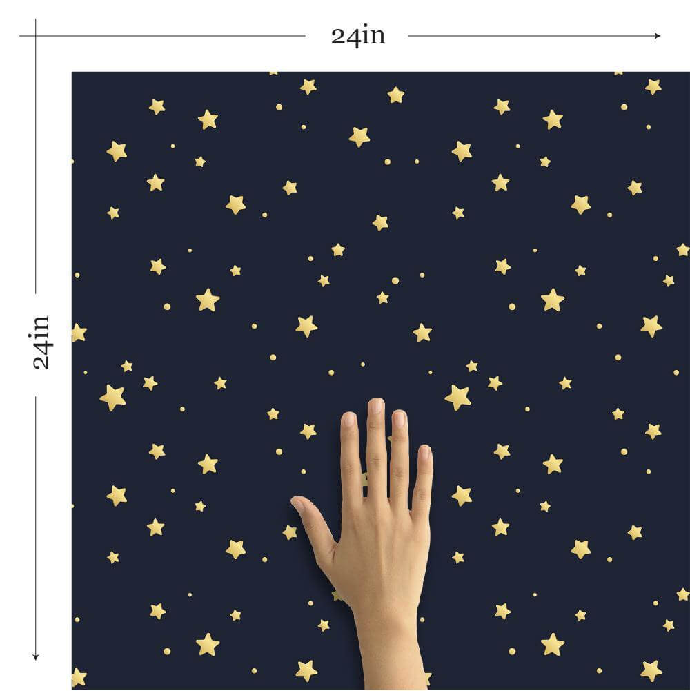Yellow Star Kids Peel and Stick Removable Wallpaper - Self-Adhesive Nursery Decor for Bedroom, Playroom & Dorm - Easy to Apply & Remove - 22