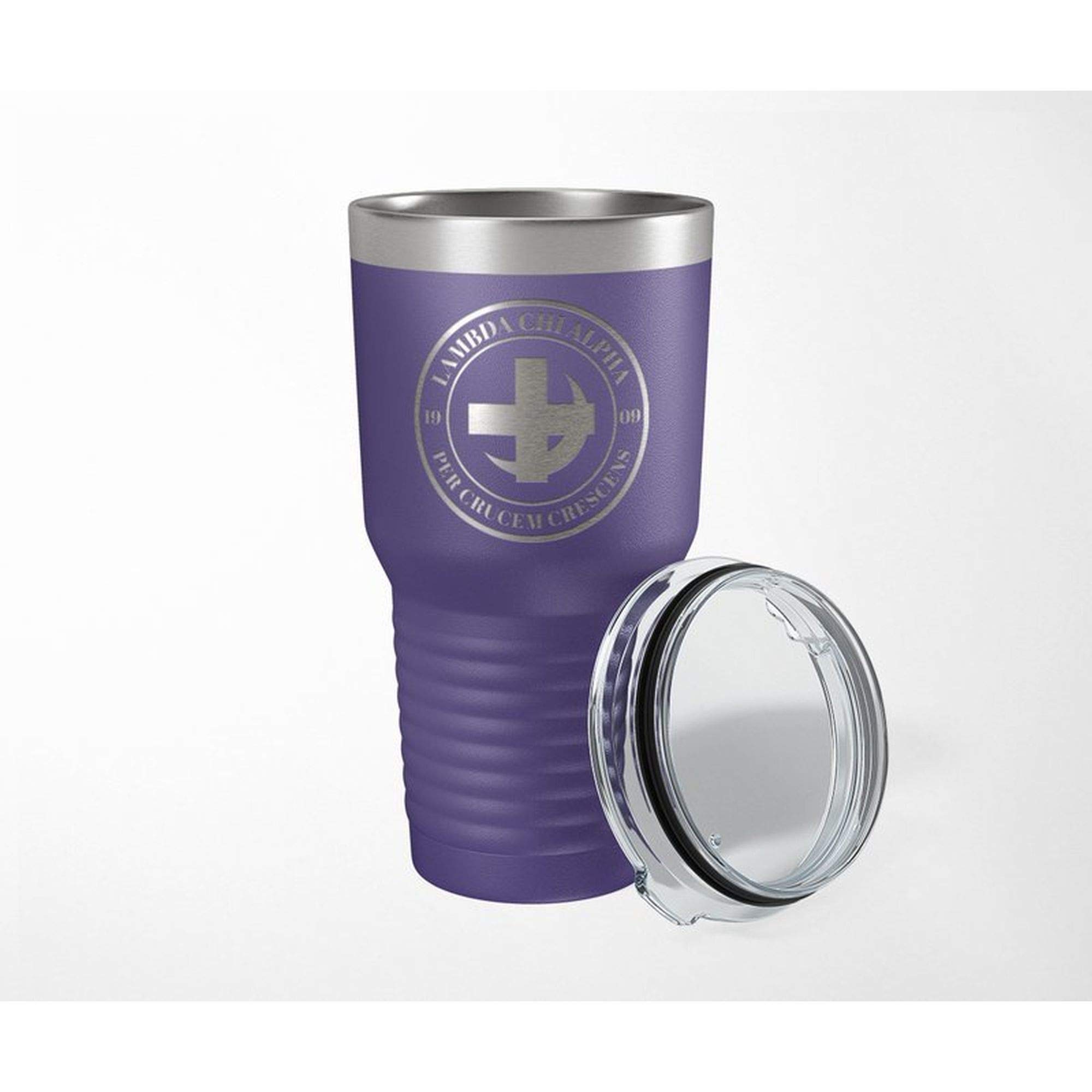 Lambda Chi Alpha Crest Seal 30oz Insulated Tumbler - Purple, Stainless Steel Travel Mug for Coffee, Tea & Cold Drinks - Perfect for College, Gifts & Everyday Use