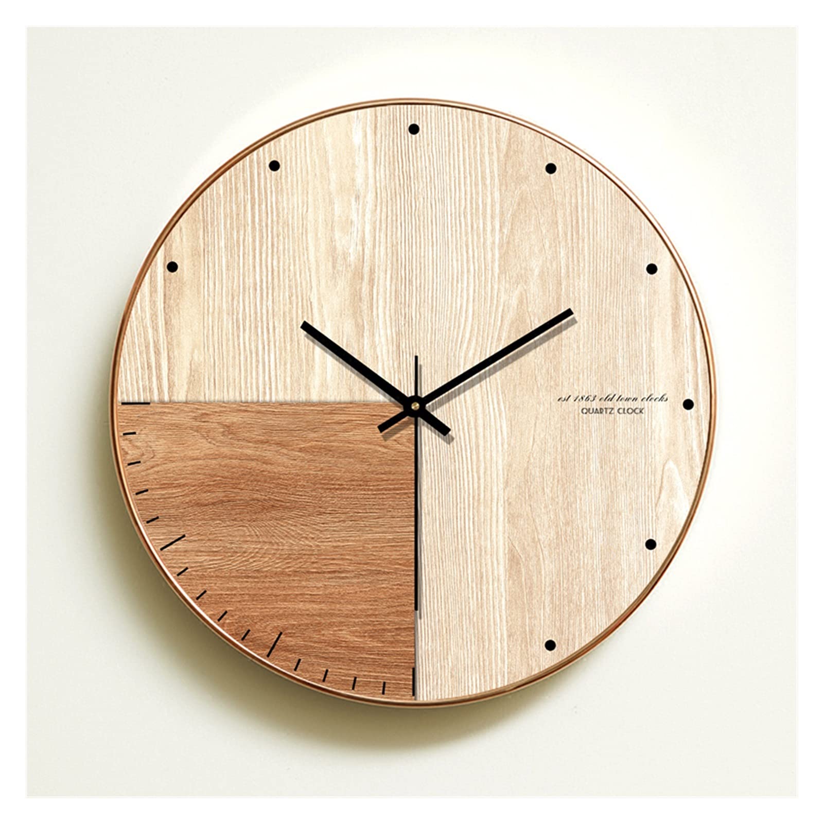 Modern Minimalist Wooden Wall Clock 14 Inch - Silent Non-Ticking, Nordic Style Home Decor for Bedroom, Living Room, Office - Red Wooden Wall Art with Easy-to-Read Numbers (Perfect for Home, Office & Gifts)