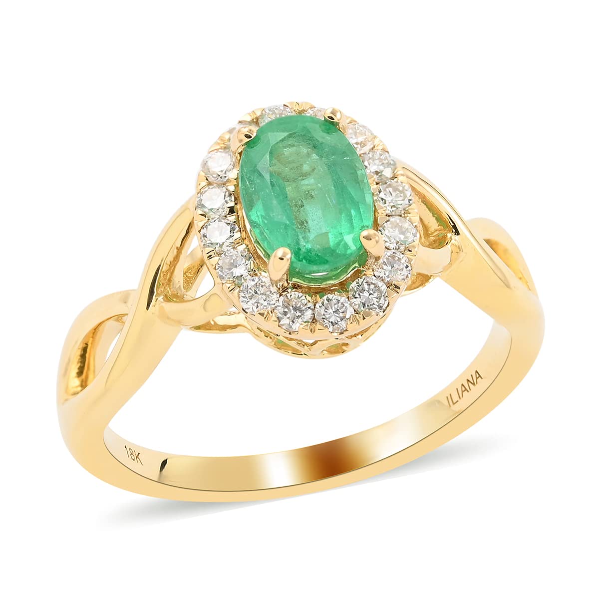 ILIANA AAA Emerald Cut White Diamond 18K Yellow Gold Halo Ring for Women | Wedding, Engagement, Promise, Anniversary & Graduation Gift | G-H Color SI Clarity | Perfect for Bridal Jewelry, Romantic Proposals & Special Occasions