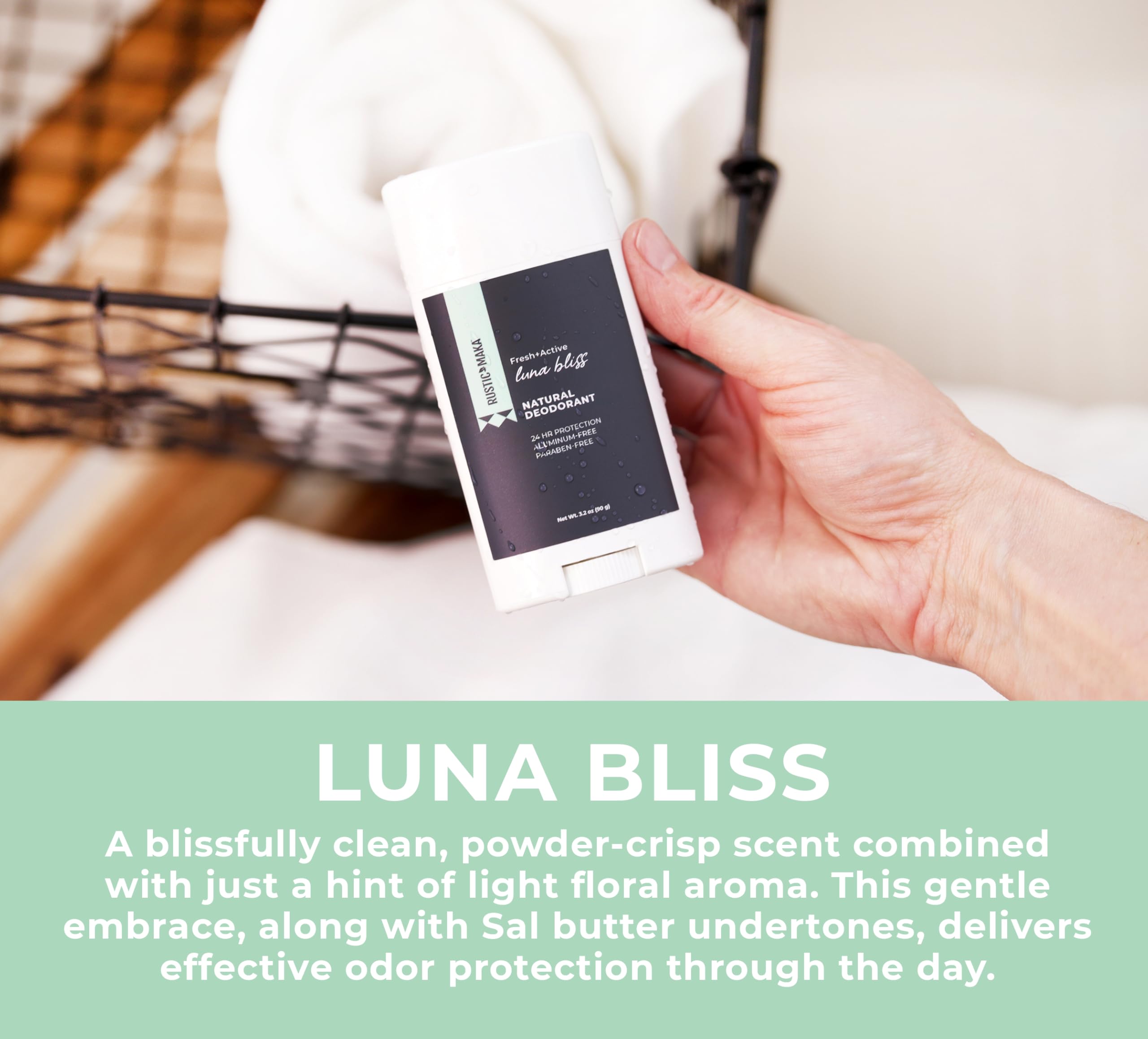 Natural Deodorant for Women - MAKA Rustic Luna Bliss | Aluminum-Free, Baking Soda-Free & Cruelty-Free | Activated Charcoal & Magnesium Formula | Perfect for Sensitive Skin & Daily Freshness