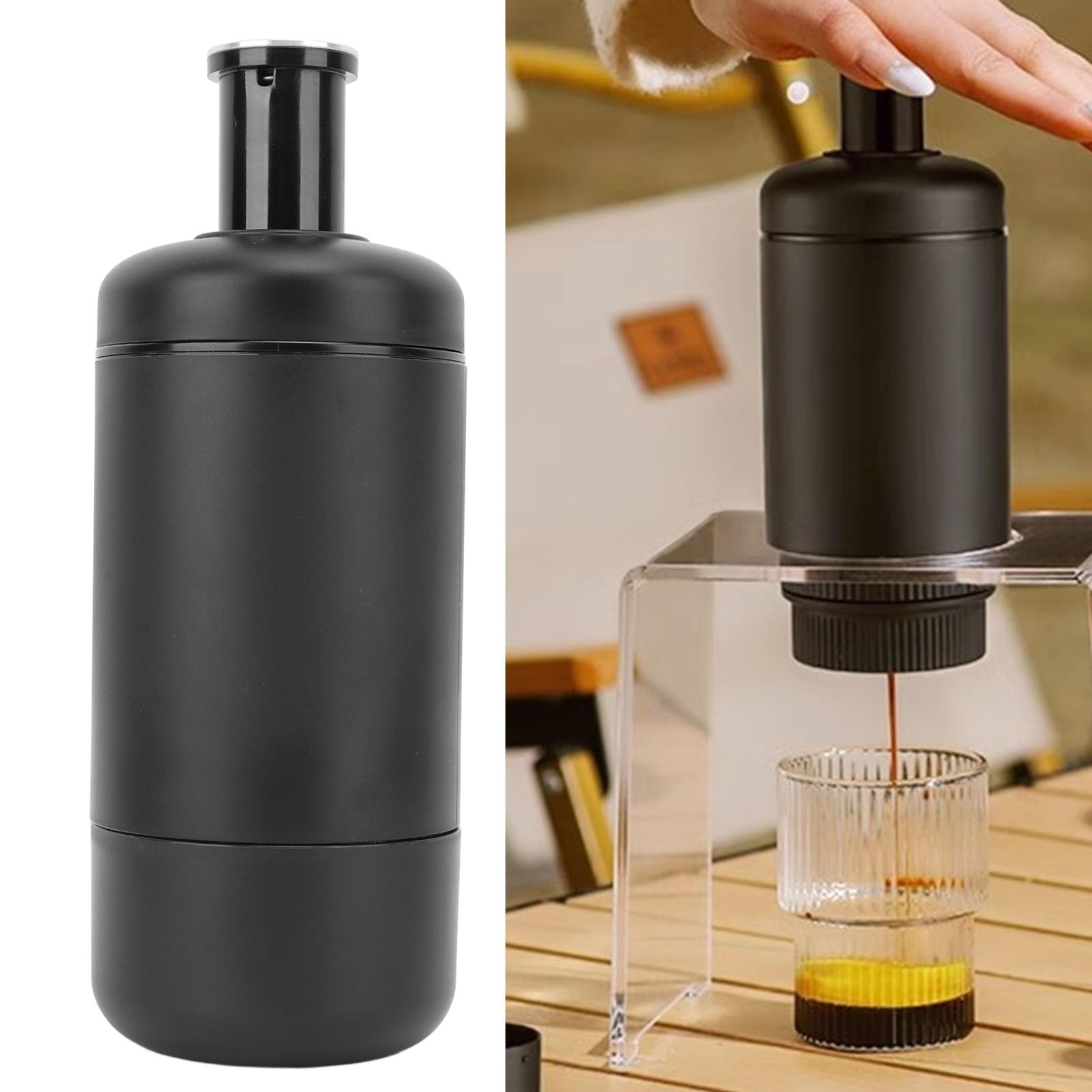 Portable Self-Heating Rechargeable Coffee Maker - Manual Espresso Machine for Camping, Travel & Office Use | Perfect for Outdoor Adventures, Commuting & Workplace Brewing