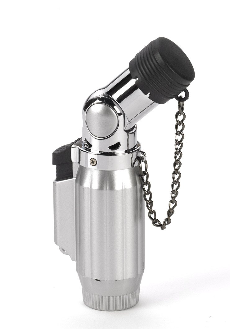 Intimidator Vertigo Quad Torch Lighter - Windproof Butane Lighter in Brushed Chrome & Chrome Finish | Perfect for Cigars, Outdoor Camping & BBQ Grilling