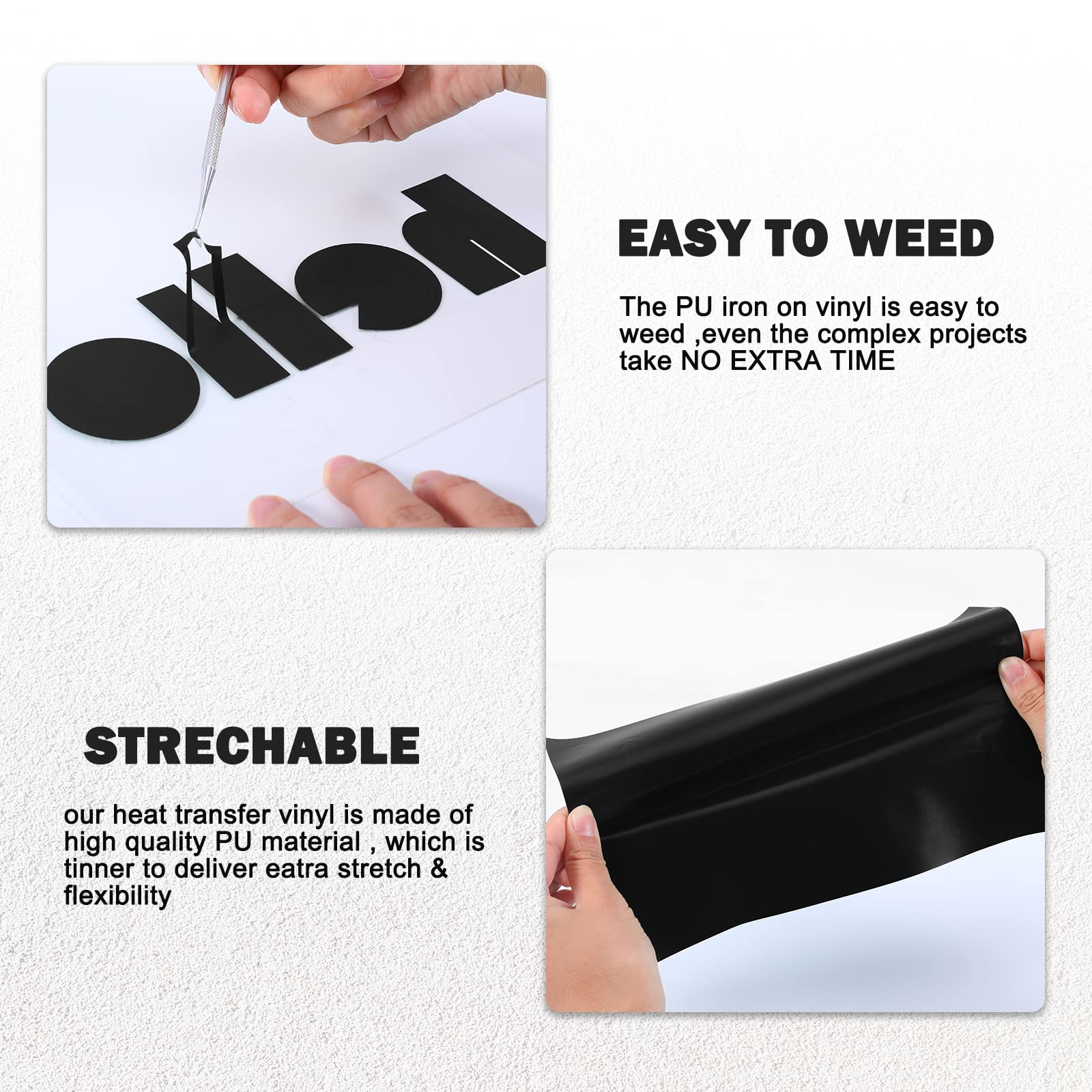 XSEINO 13-Pack Black HTV Heat Transfer Vinyl Sheets 12
