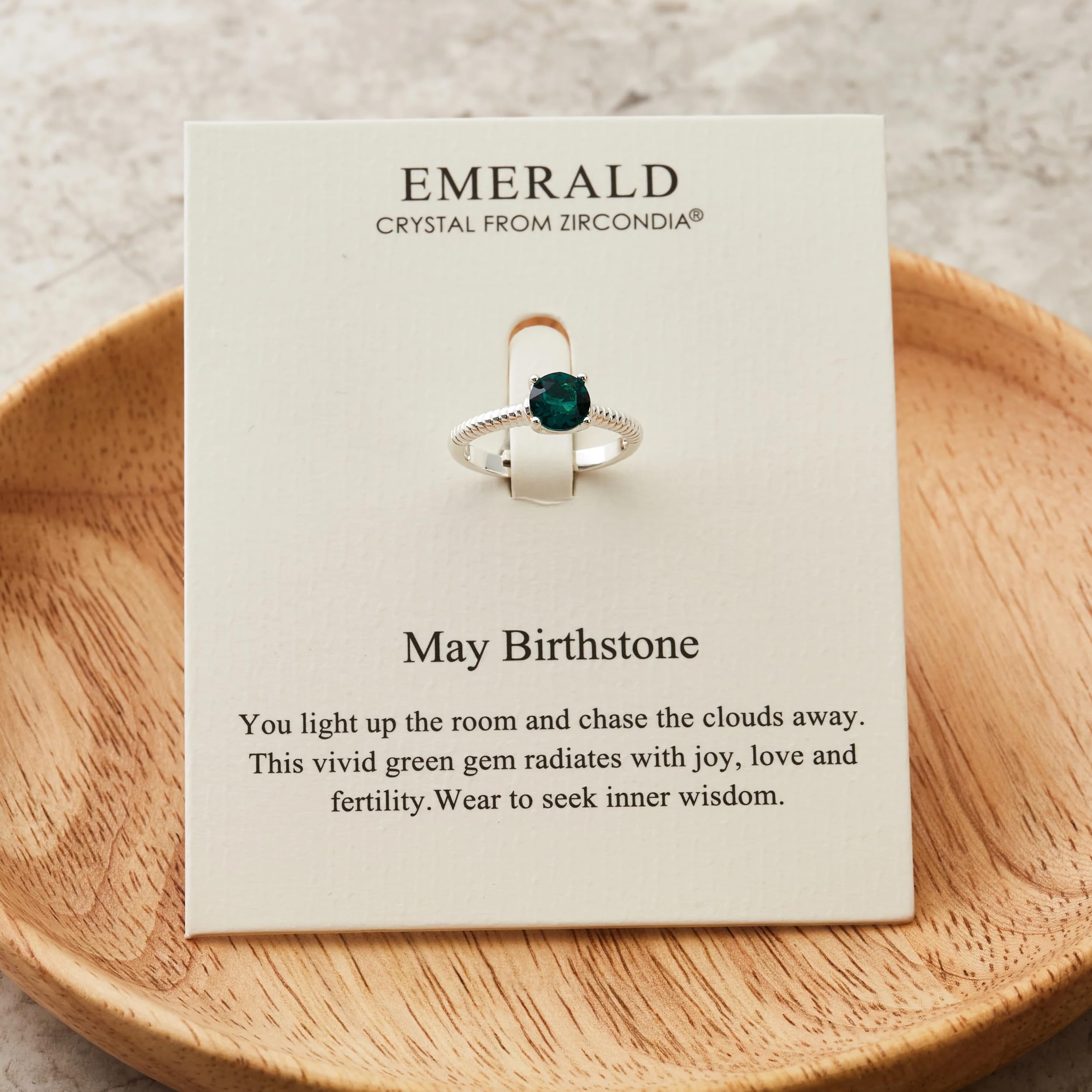 Emerald Birthstone Ring with Zirconia for Women - Perfect Gift for Mom