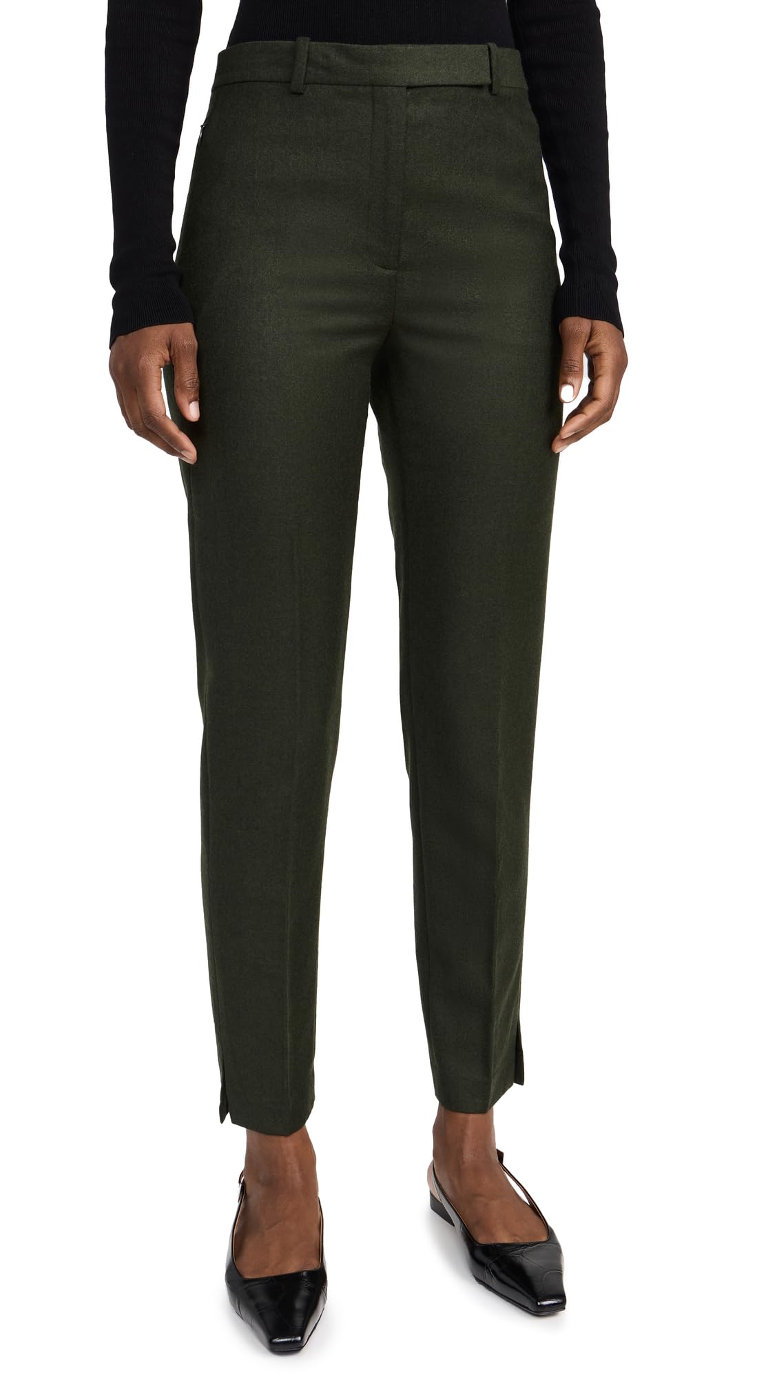 Theory Women's High Waisted Tapered Dress Pants for Work & Office - Professional Slim Fit Trousers with Stretch for Business Casual Outfits