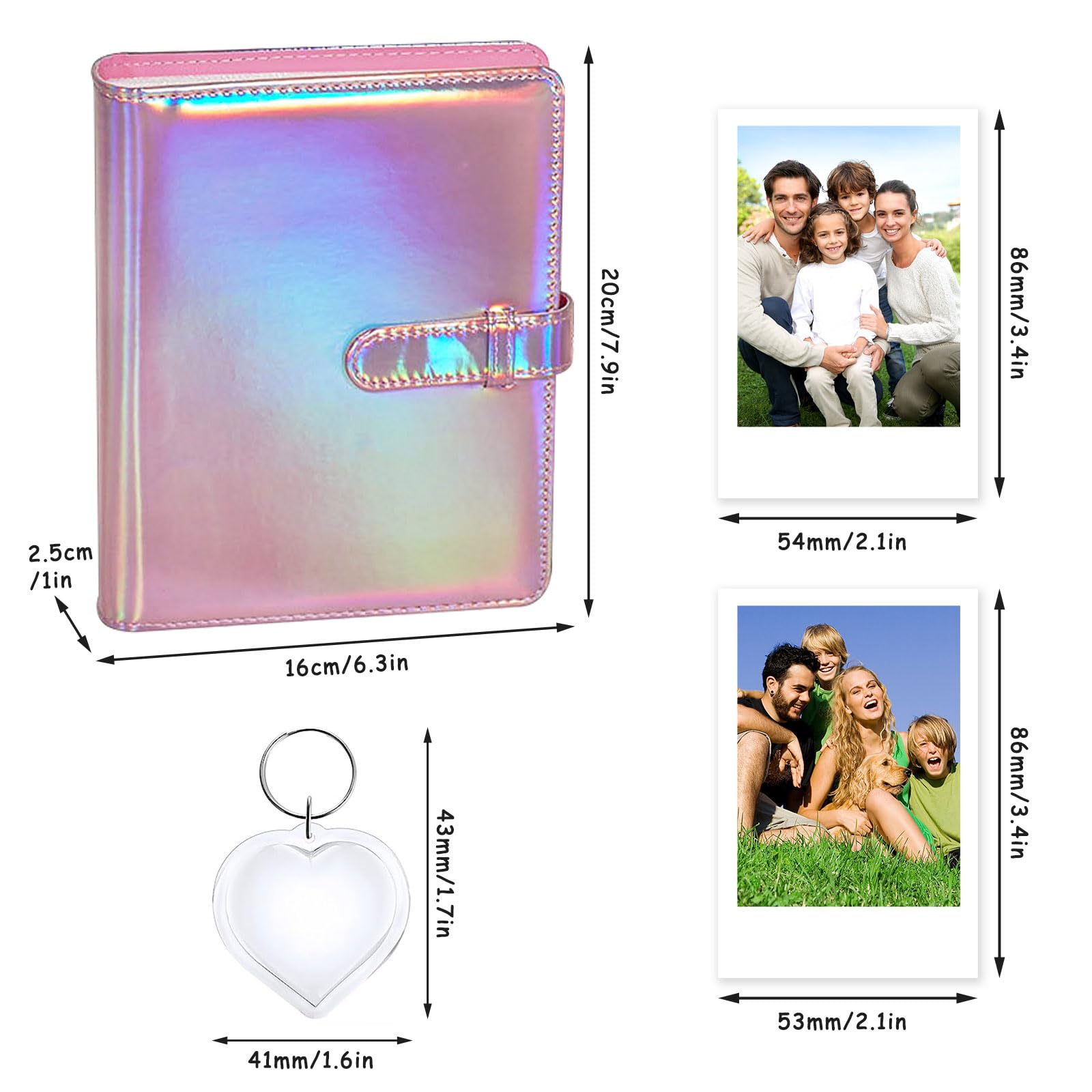 Gothic Bride Mini Photo Album - 3 Inch 256 Pockets for Fujifilm Instax Mini 11/9/8/90 & Polaroid Snap PIC-300 - Includes Love Key Ring - Perfect for Wedding, Travel & Instant Camera Memories