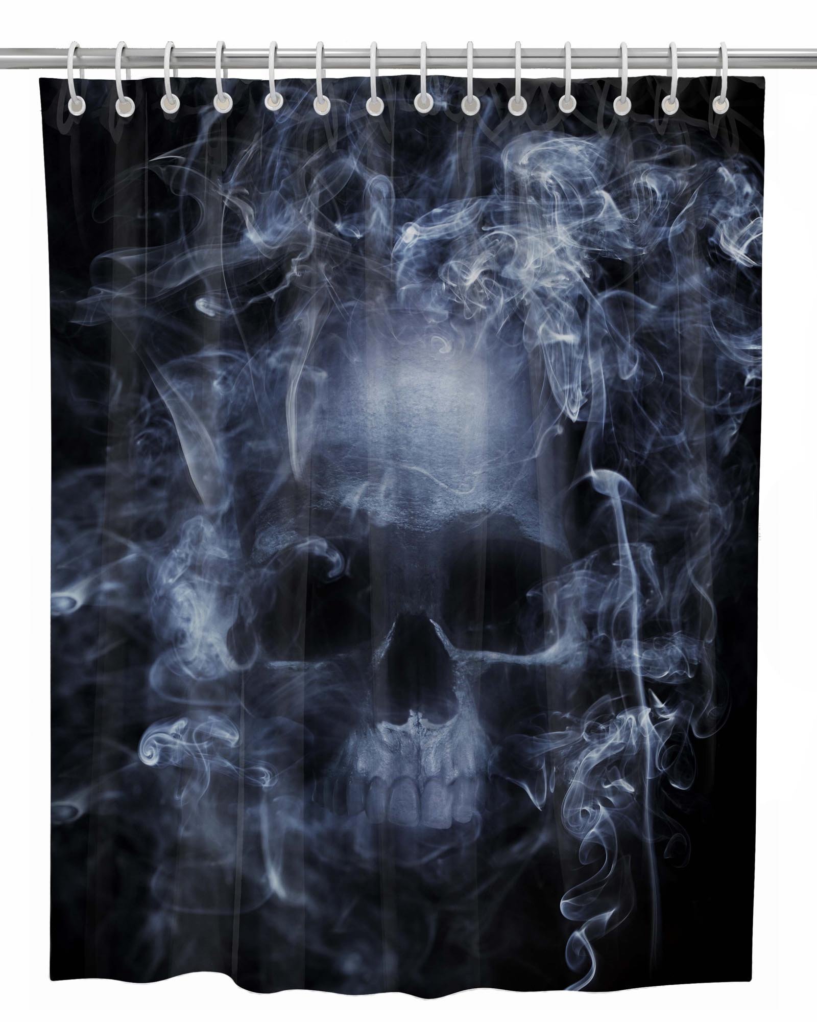 Halloween Shower Curtain - Smoke Skull Skeleton Design 60x72 Inch Waterproof Polyester Bathroom Curtain with Hooks - Perfect for Spooky Bathroom Decor, Halloween Party & Gothic Home Decor