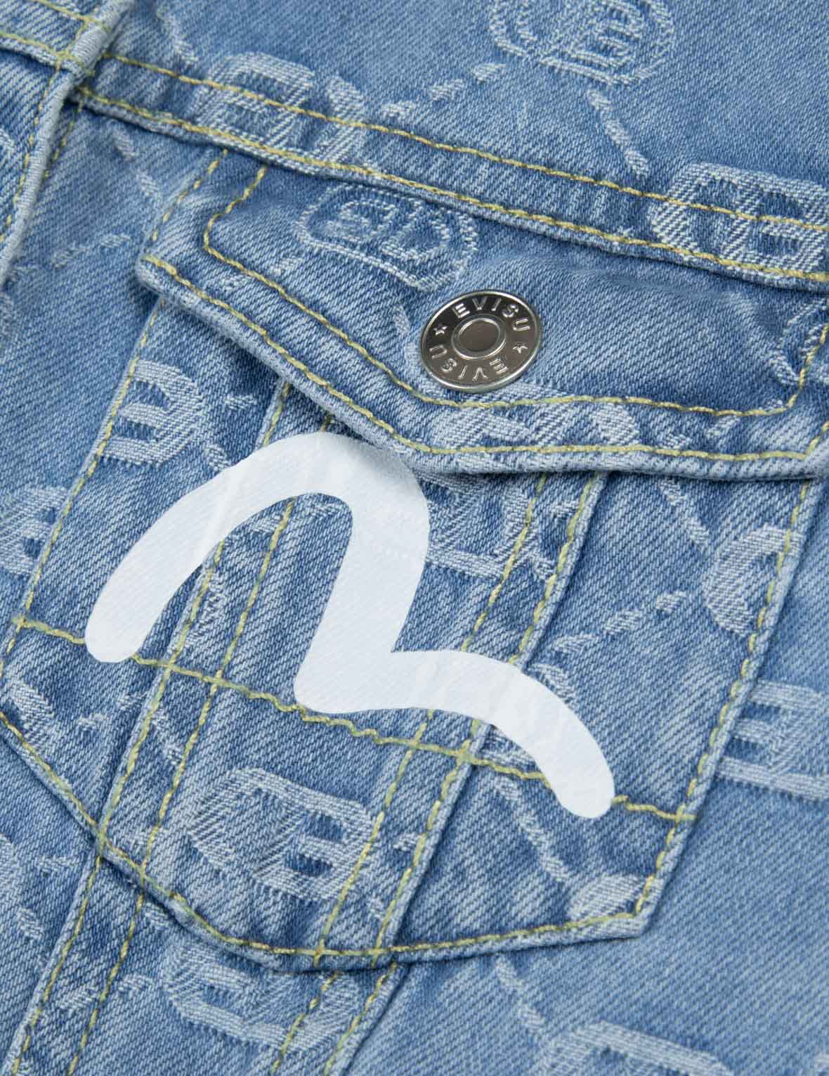 Stylish Allover Logo Jacquard & Seagull Print Denim Jacket for Men & Women | Classic Regular Fit | Perfect for Casual Outings, Streetwear Fashion & Everyday Wear