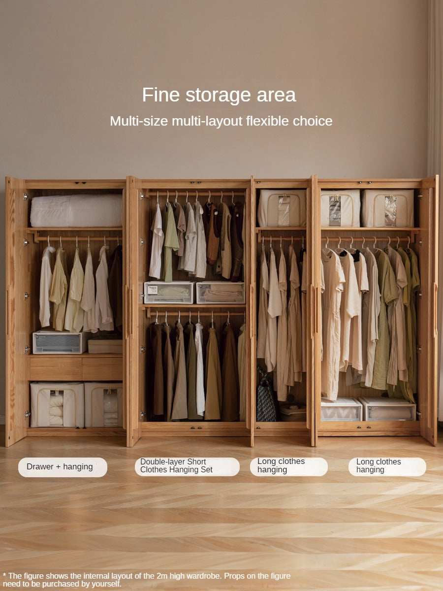 Solid Oak Wood Wardrobe - Premium Quality, Spacious Storage for Bedroom, Closet & Home Organization