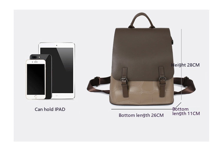 Genuine Leather Women's Cowhide Backpack - Stylish & Durable for Work, Travel & Everyday Use
