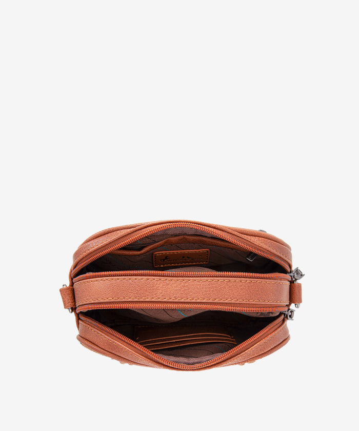 Montana West Genuine Leather Tooled Whipstitch Crossbody Bag for Women - Stylish & Durable Everyday Purse for Work, Travel & Shopping