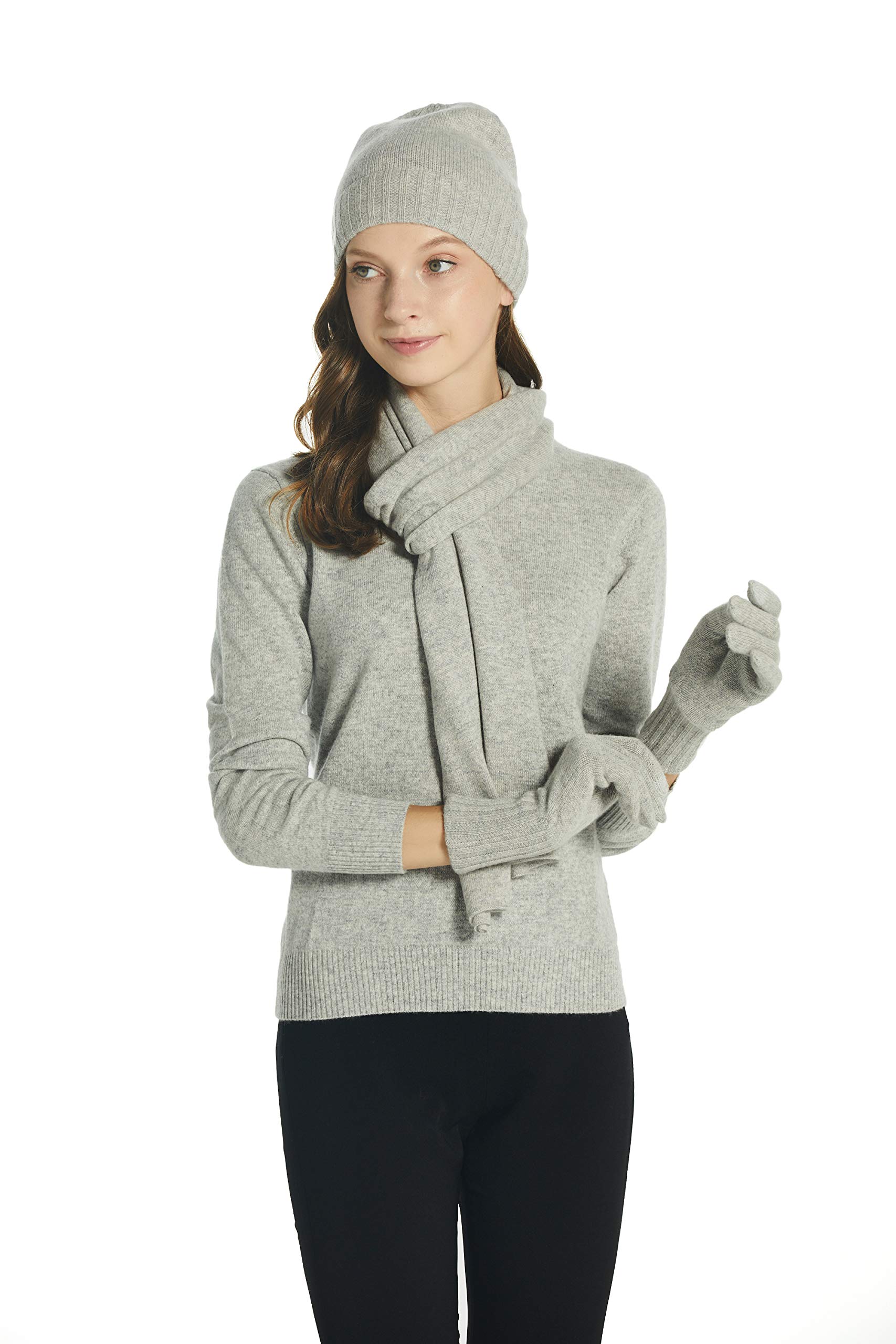 EURKEA 100% Pure Cashmere Scarf, Gloves & Beanie Hat Set for Women - Winter Warm Accessories Gift Box | Perfect for Cold Weather, Outdoor Activities & Holiday Gifting