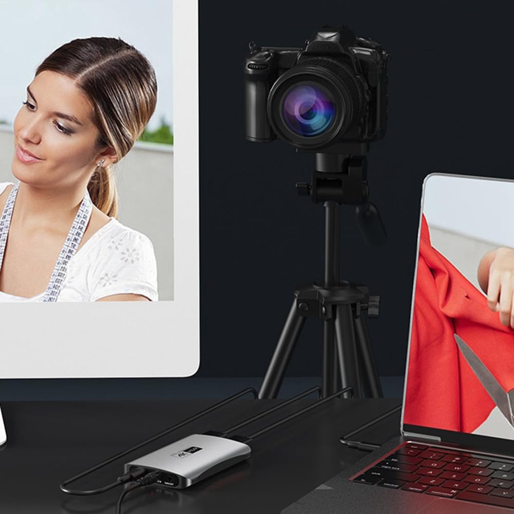 Booso HD Video Capture Card for Live Streaming - Laptop & Phone Camera Compatible, Silver Gray for Gamers & Streamers