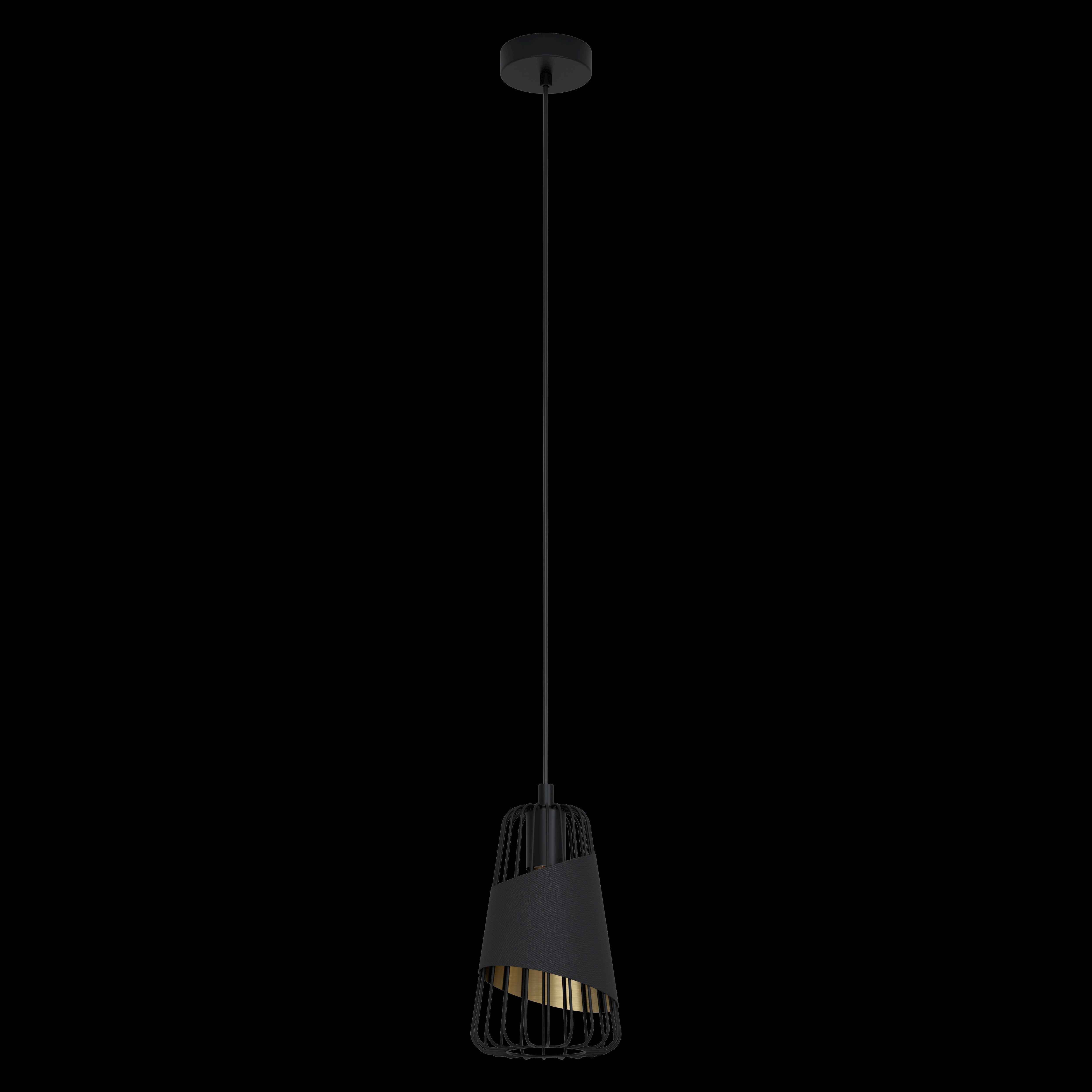 Eglo Austell Black & Gold Industrial Ceiling Pendant Light - Vintage Wire Frame Hanging Fixture for Dining Room, Kitchen Island & Bedroom Lighting