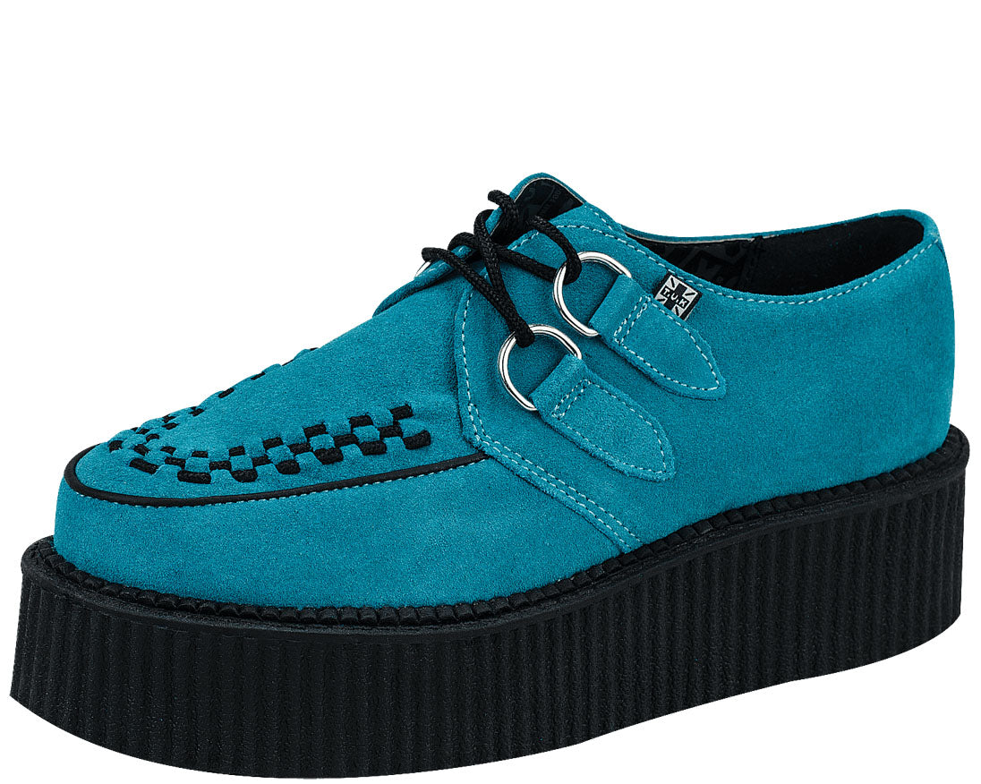 T.U.K Women's Turquoise Suede Viva Mondo Creeper Platform Shoes - Vintage Punk Style for Concerts & Night Out