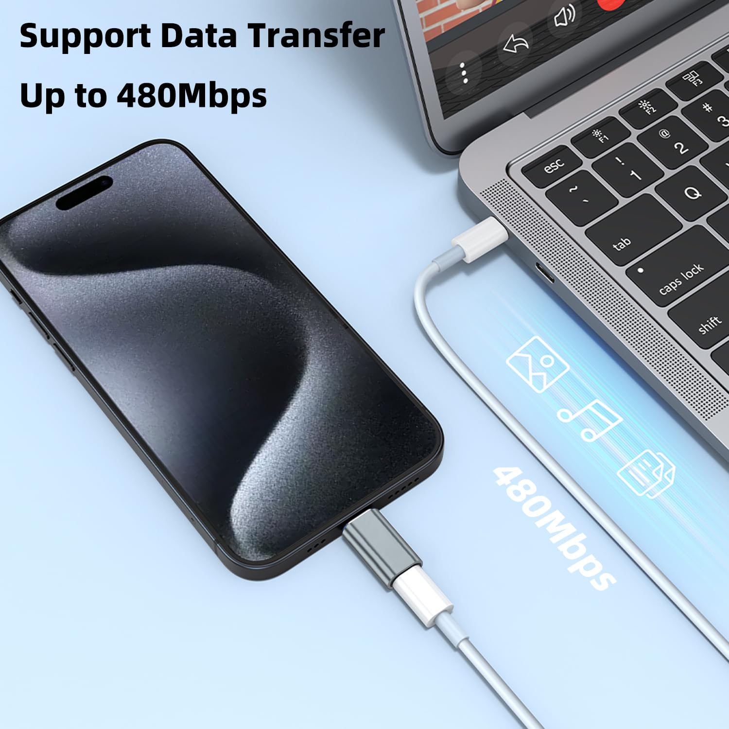 USB-C to Lightning Adapter (2 Pack) - Fast Charging & Data Sync for iPhone 15 Series, iPad Air - PD Compatible Type C Converter - Perfect for Travel, Office & Home Charging