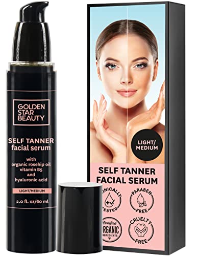 Best Self Tan Serum for Face with Hyaluronic Acid & Organic Oils – Natural Sunless Tanner for Light to Medium Skin Tones, 2.0 fl oz | Achieve Sunkissed Glow Year-Round, Perfect for Daily Skincare & Special Occasions