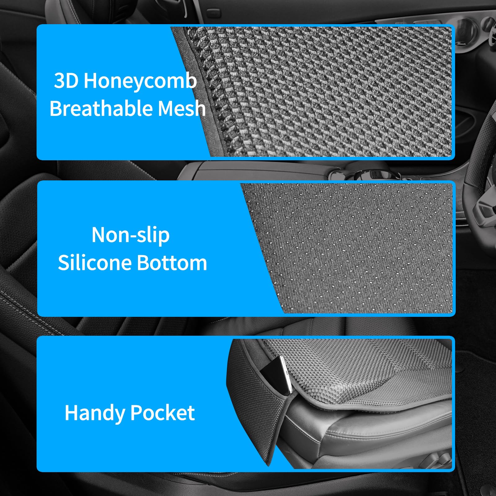 Premium Memory Foam Car Seat Cushion for Drivers - Orthopedic Support for Back & Butt Pain Relief - Universal Fit for Cars, SUVs, Trucks - Perfect for Long Commutes & Road Trips