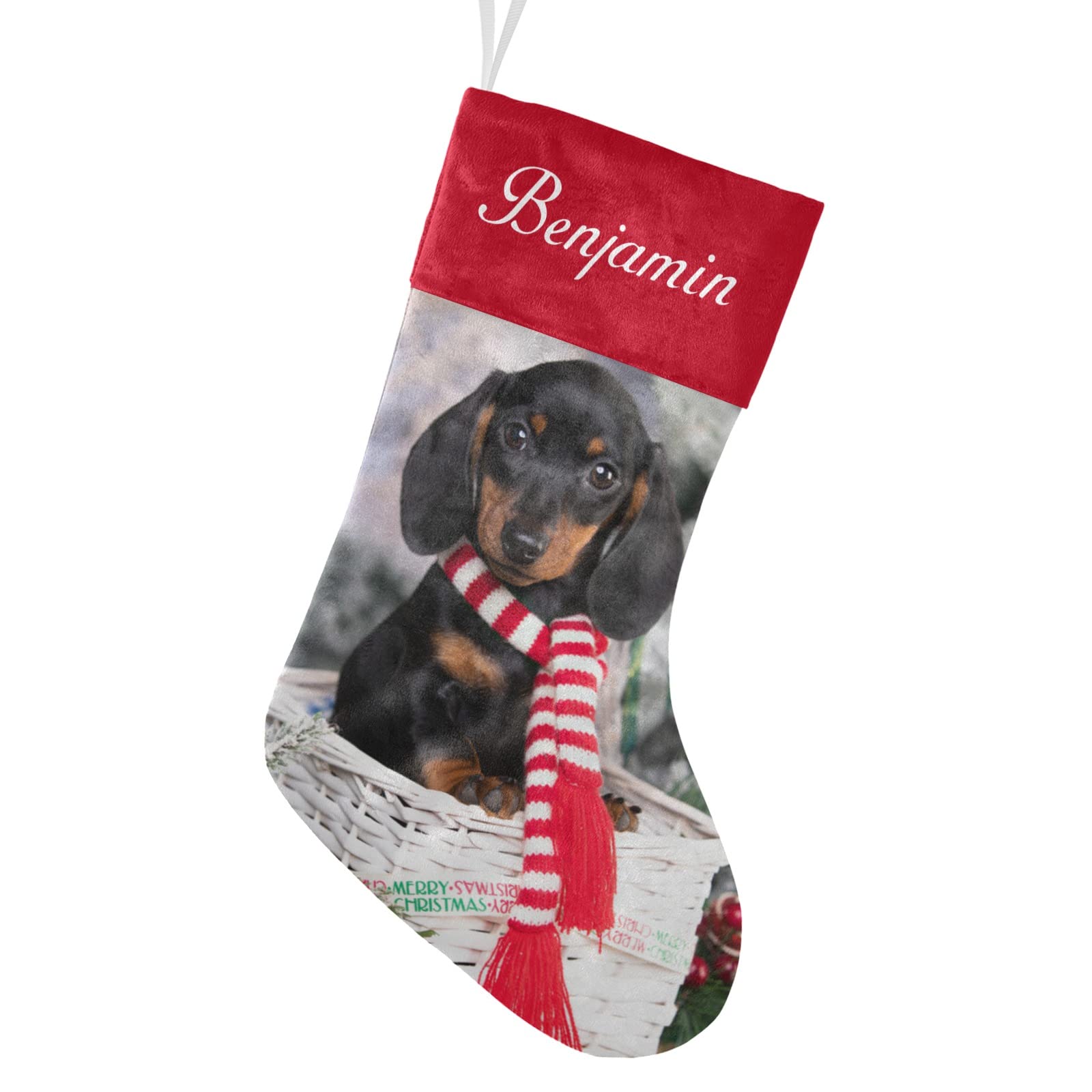 Personalized Christmas Stockings for Dogs - Custom Name Xmas Socks for Pets, 17.52 x 7.87 Inch - Perfect Holiday Gift for Dog Lovers & Festive Home Decor