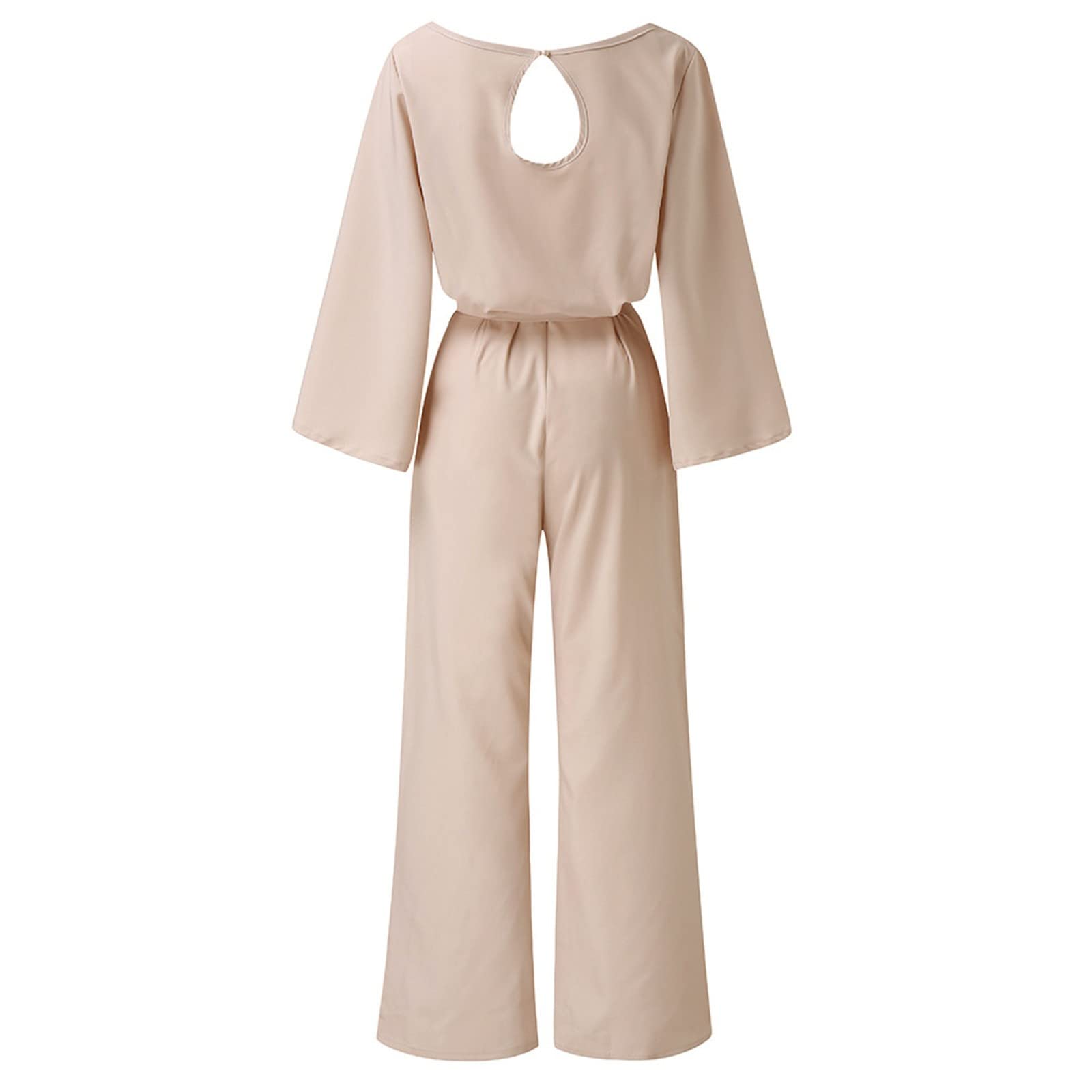 Women's Long Sleeve Playsuit Jumpsuit with Belt - Elegant Clubwear & Holiday Outfit for Parties, Nightlife, and Vacation Getaways