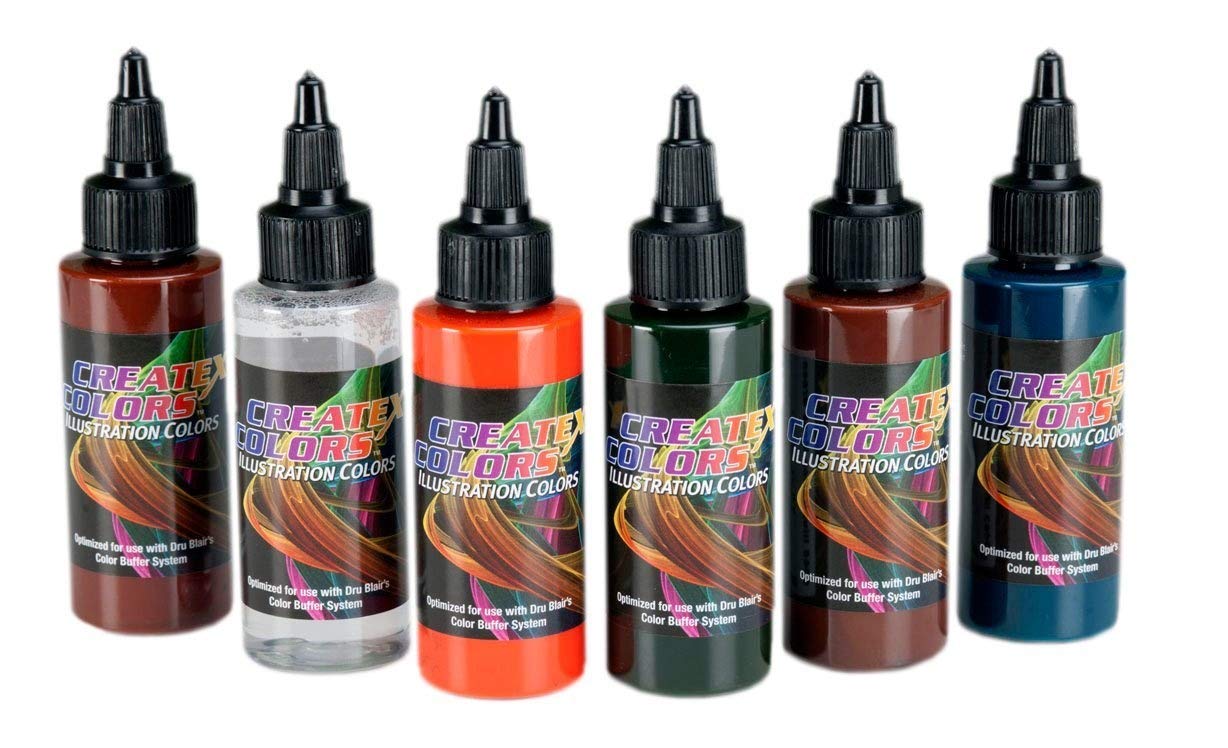 Createx Illustration Colors - Secondary Set of 6 (2 oz Bottles) for Airbrush Painting, Canvas Art & Illustration Projects