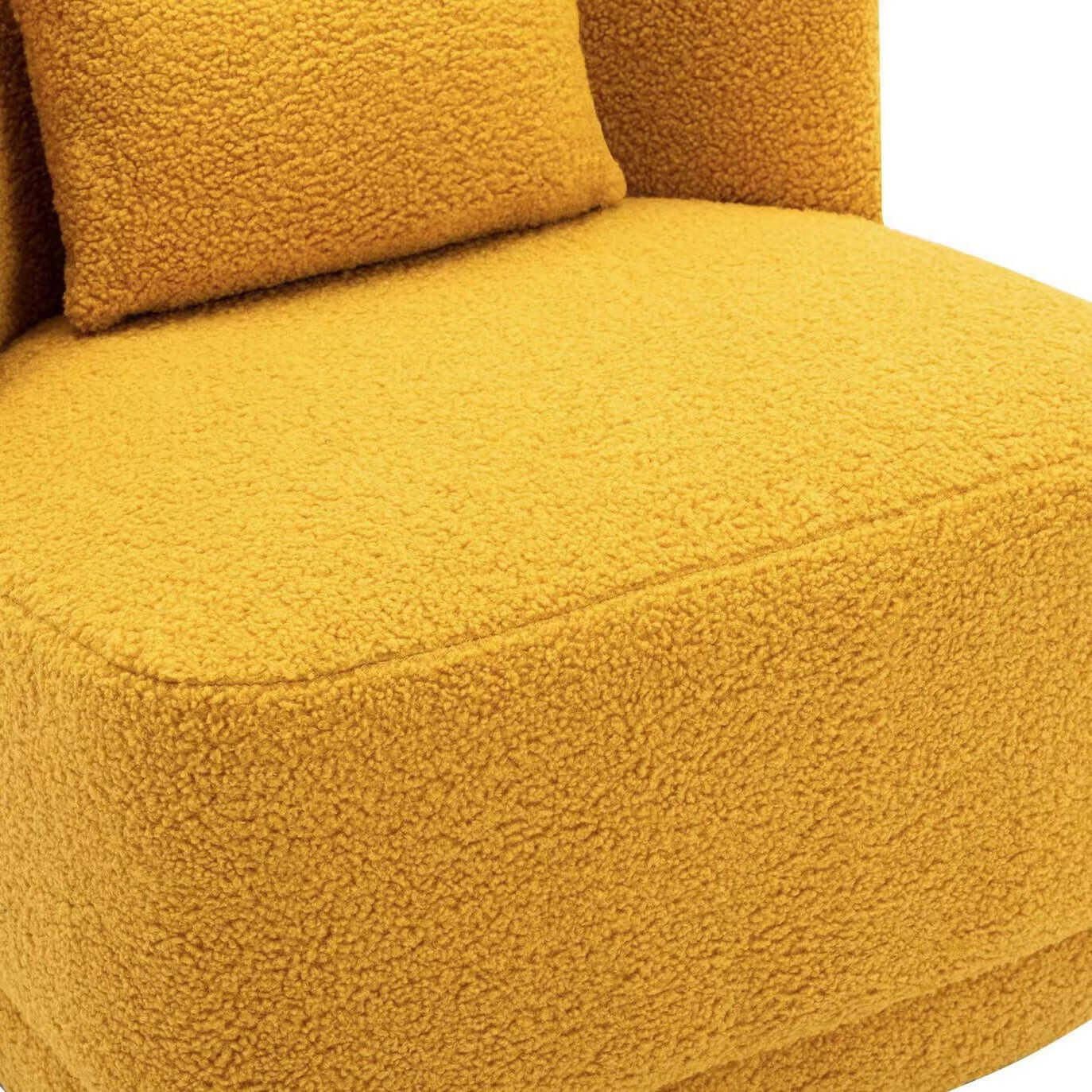 Nordic Swivel Boucle Sherpa Chair - Modern Accent Sofa with High Back in White, Blue, Brown & Yellow | Cozy Living Room, Bedroom or Office Seating for Home Decor