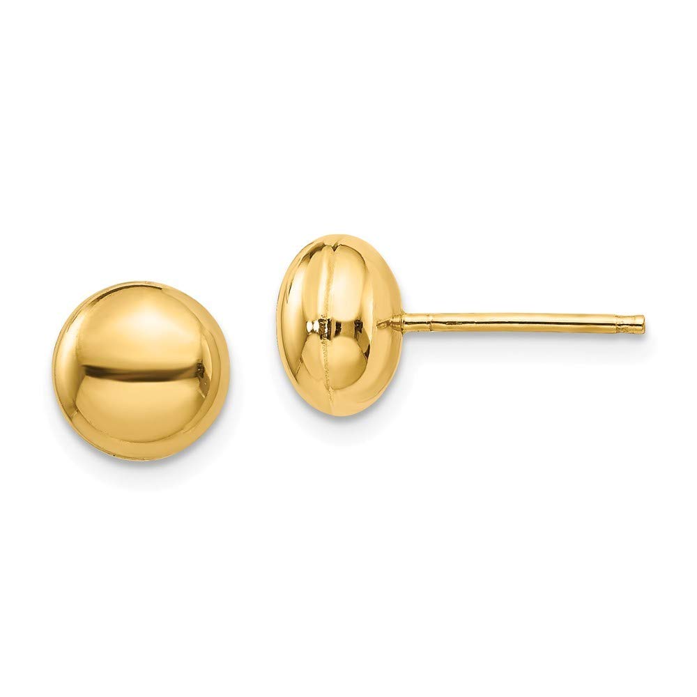 14K Gold Polished Button Post Earrings for Women - Rose Gold, White Gold, Yellow Gold - 8mm, 10.5mm, 12mm Sizes | Elegant Jewelry Gift for Birthday, Anniversary & Special Occasions