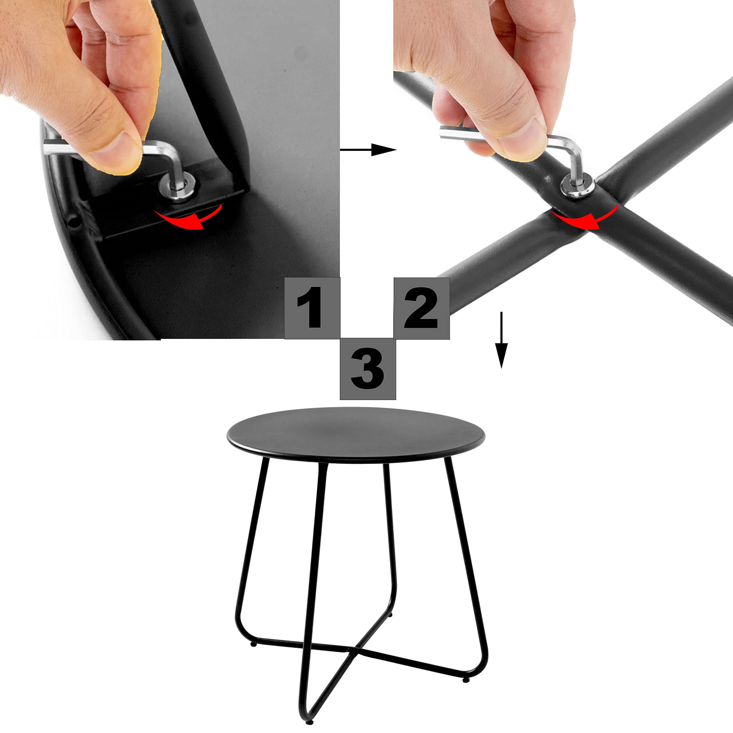 CODIN Set of 2 Weather-Resistant Metal Outdoor Side Tables - Small Round End Tables for Patio, Garden, Porch, Balcony & Yard - Perfect for Outdoor Relaxation & Entertaining (Black)
