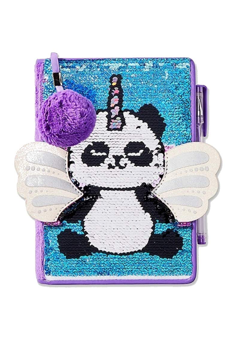 Pandacorn Flip Sequin Journal Diary - Creative Writing Notebook with Pen & Bookmark for Students, Teens, and Gift Ideas