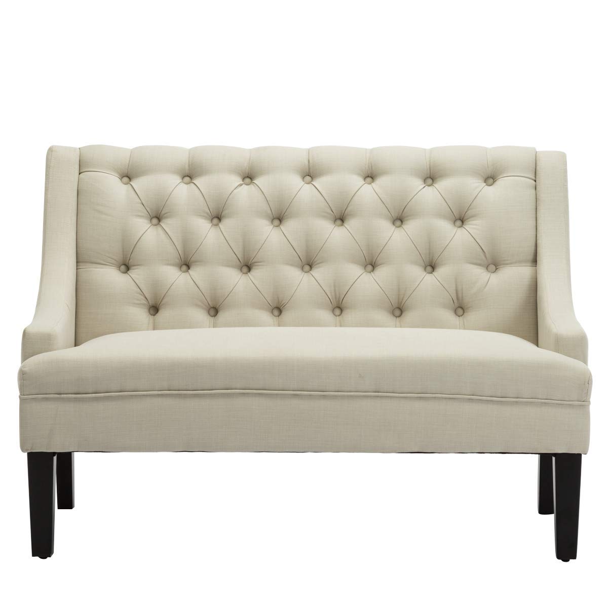 Andeworld Modern Tufted Button Back Upholstered Loveseat - Ivory Small Couch for Living Room, Bedroom, Entryway or Hallway - Perfect for Cozy Seating, Small Spaces and Home Decor