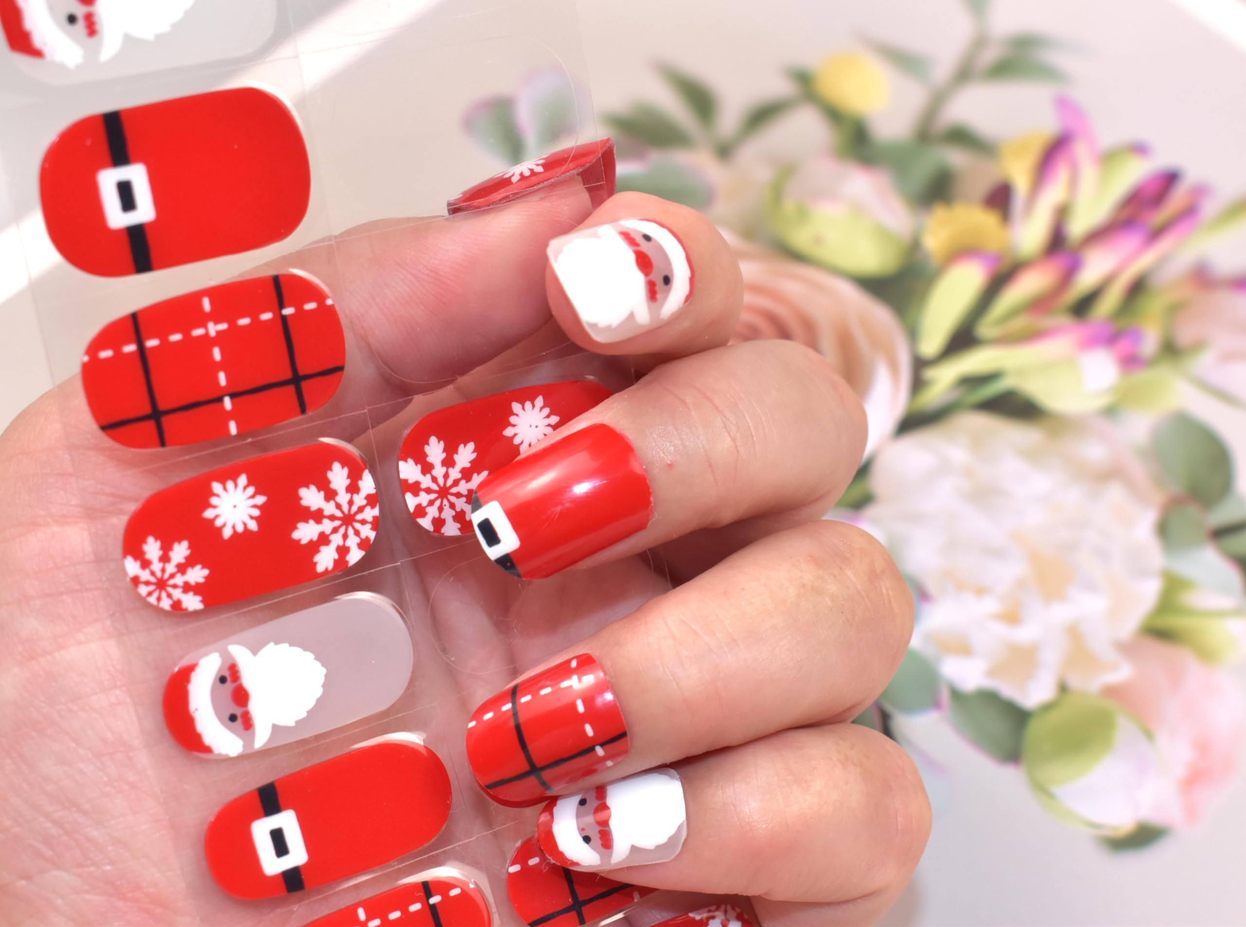 Christmas Snowflakes Gel Nail Polish Stickers - Waterproof Long Lasting Nail Art Wraps with Free UV/LED Nail Lamp for Holiday Manicures, Perfect for Christmas Parties & Winter Nail Designs