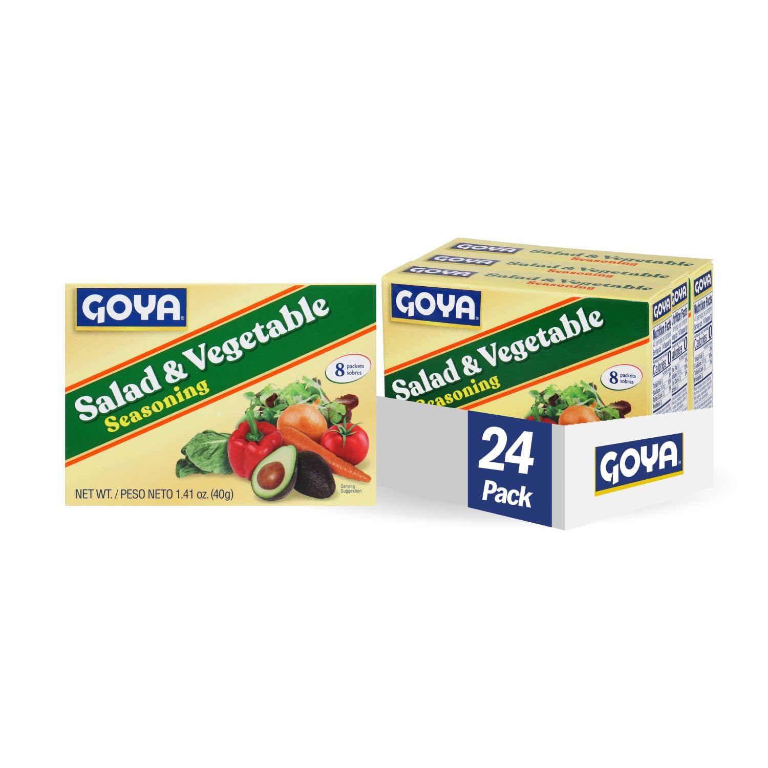 Goya Foods Salad & Vegetable Seasoning - 1.41oz (Pack of 24) | All-Purpose Seasoning for Salads, Vegetables, Meats & More | Perfect for Cooking, Grilling & Meal Prep