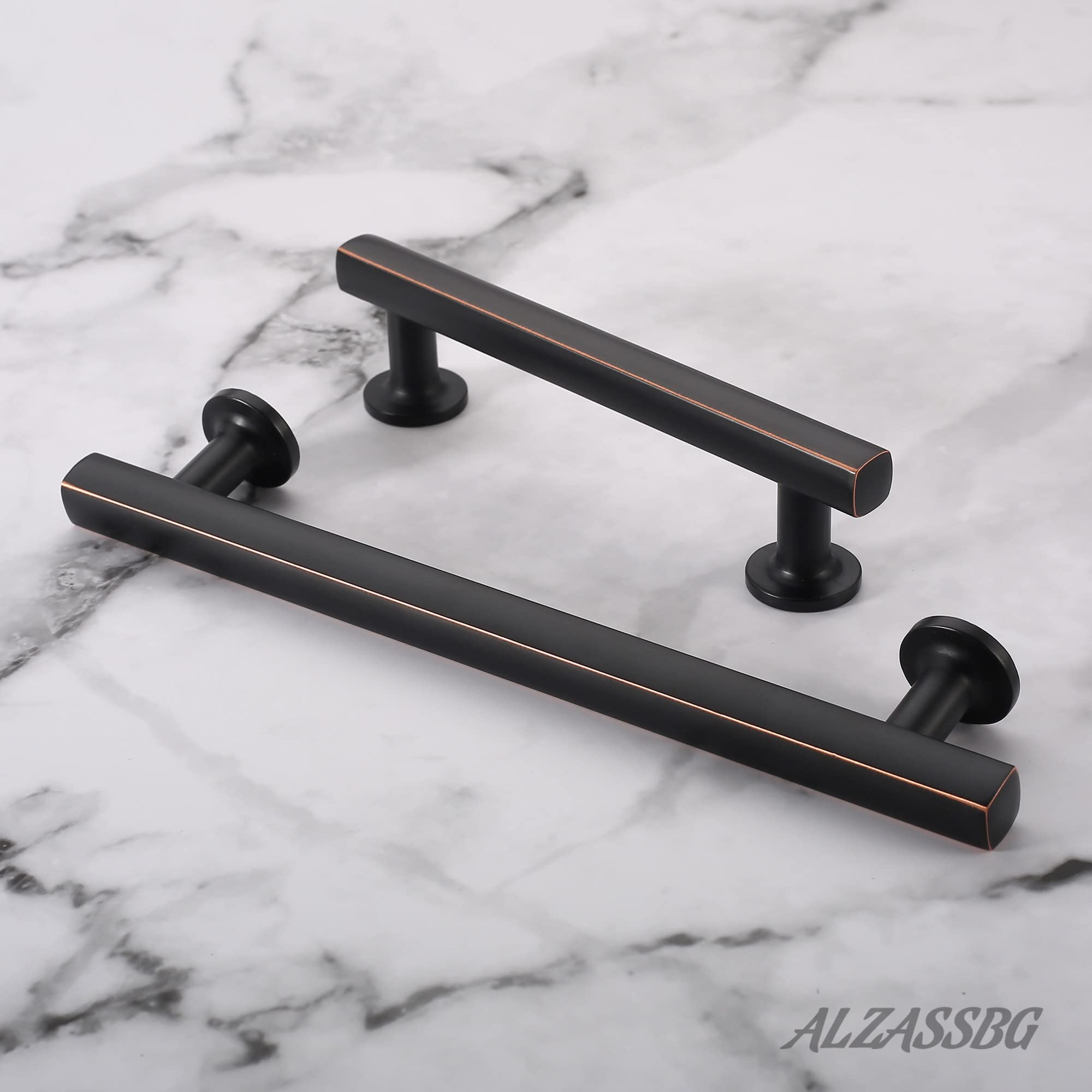 Alzassbg 10 Pack Oil Rubbed Bronze Cabinet Pulls - 6 Inch (152mm) Center to Center Straight Bar Handles for Kitchen Cabinets & Drawers - Durable Hardware Upgrade (AL3084ORB) - Perfect for Modern Farmhouse, Rustic & Traditional Kitchen Remodels