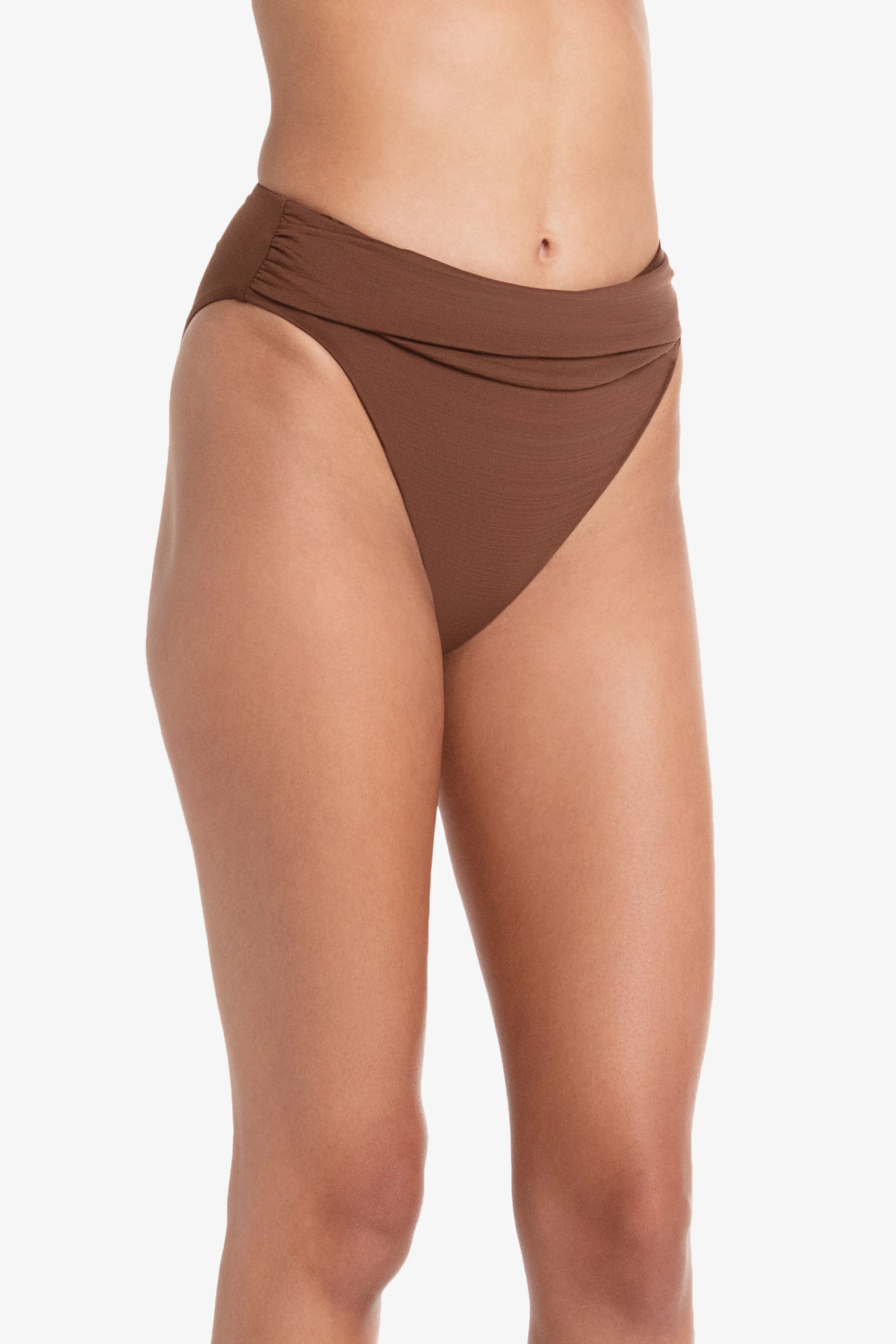 Textured Chocolate Brown Shirred Bottom Pants for Women - Comfortable & Stylish High Waisted Trousers for Casual Wear, Office, and Date Night
