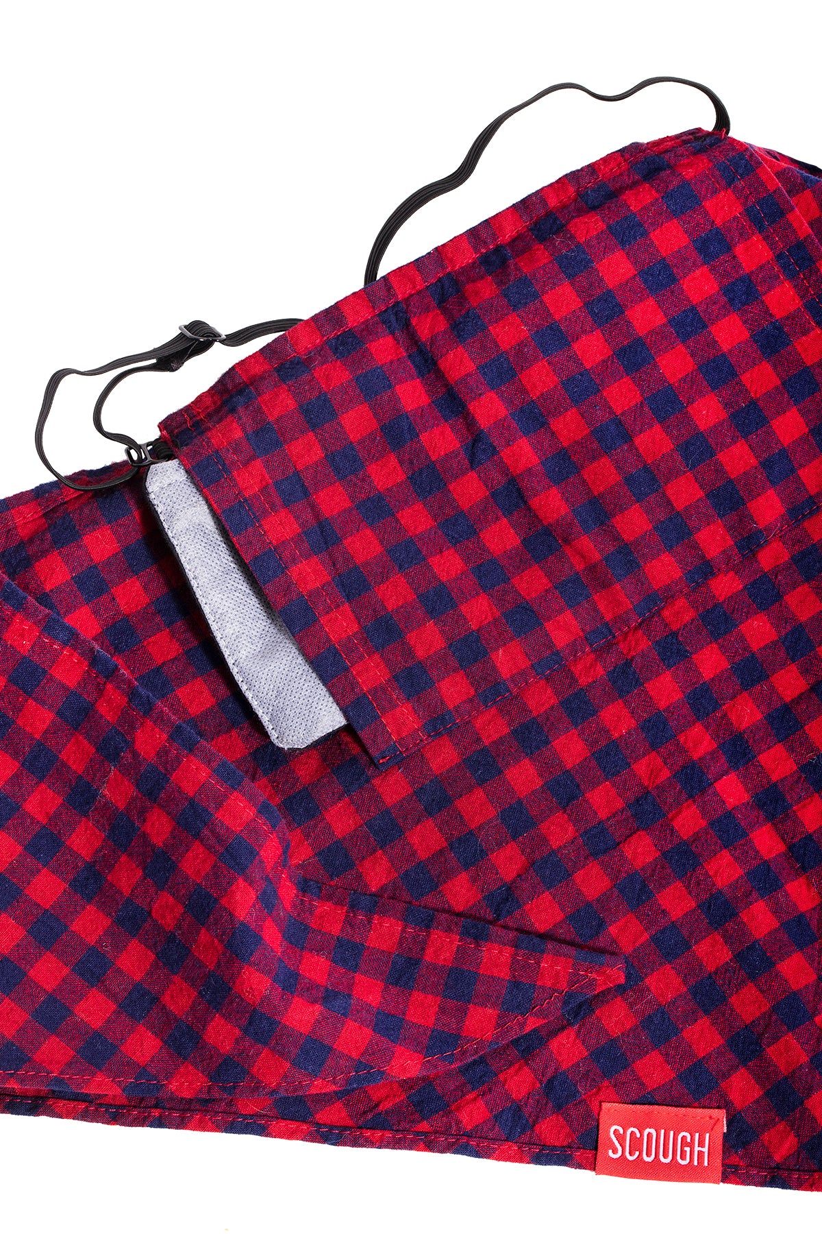 Scough Red Gingham Bandana with Filter - Reusable Face Mask for Outdoor Activities, Cycling, Hiking & Dust Protection