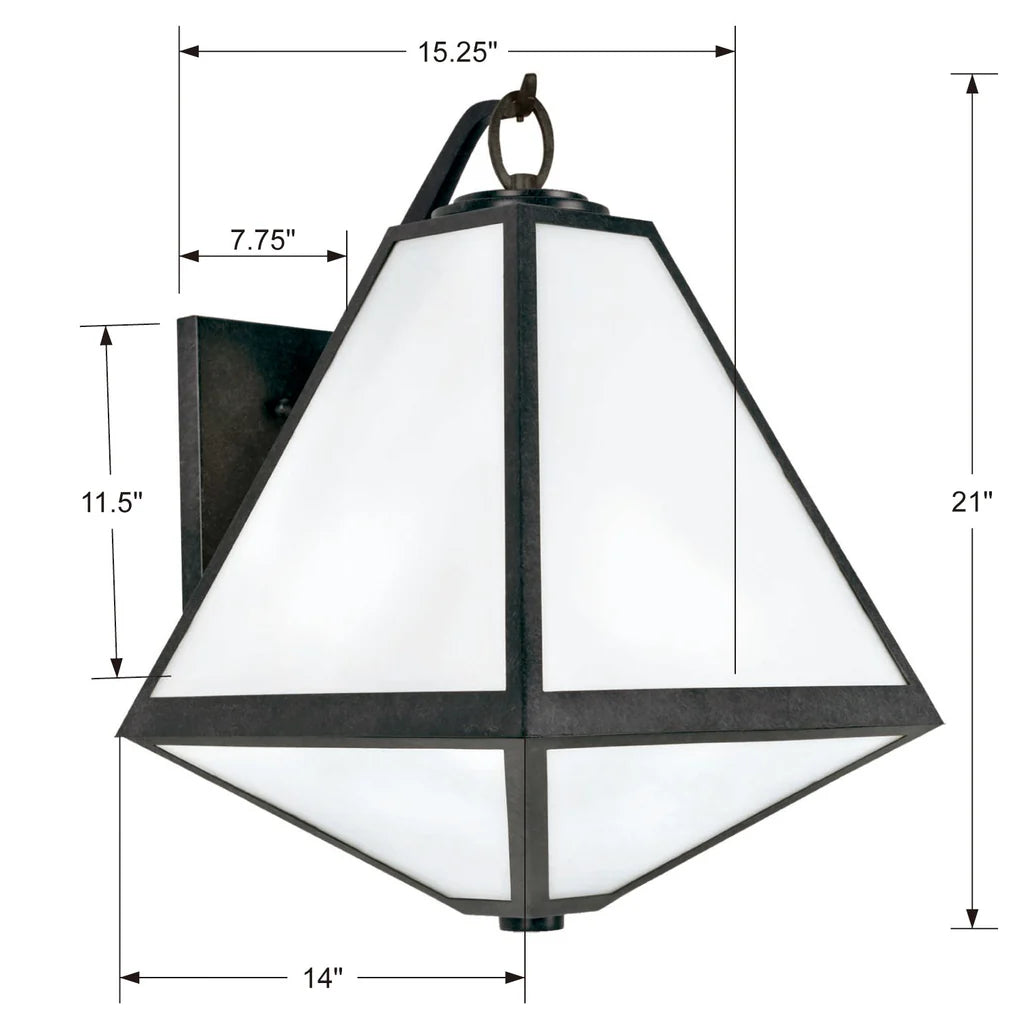 Brian Patrick Flynn Glacier 3-Light Outdoor Wall Sconce - 14x21 Inch Stainless Steel & Glass Fixture with Black Charcoal Finish - 120V E12 Candelabra Base LED Bulb Compatible - Perfect for Patio, Garden, Porch, Entryway and Exterior Wall Lighting