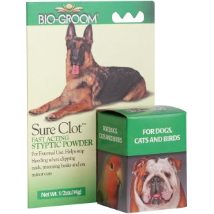 Bio Groom Sure Clot™ Fast Acting Styptic Powder for Dogs - Stops Bleeding Quickly for Nail Trims & Minor Cuts (2 Sizes) - Essential Pet First Aid for Grooming & Home Care