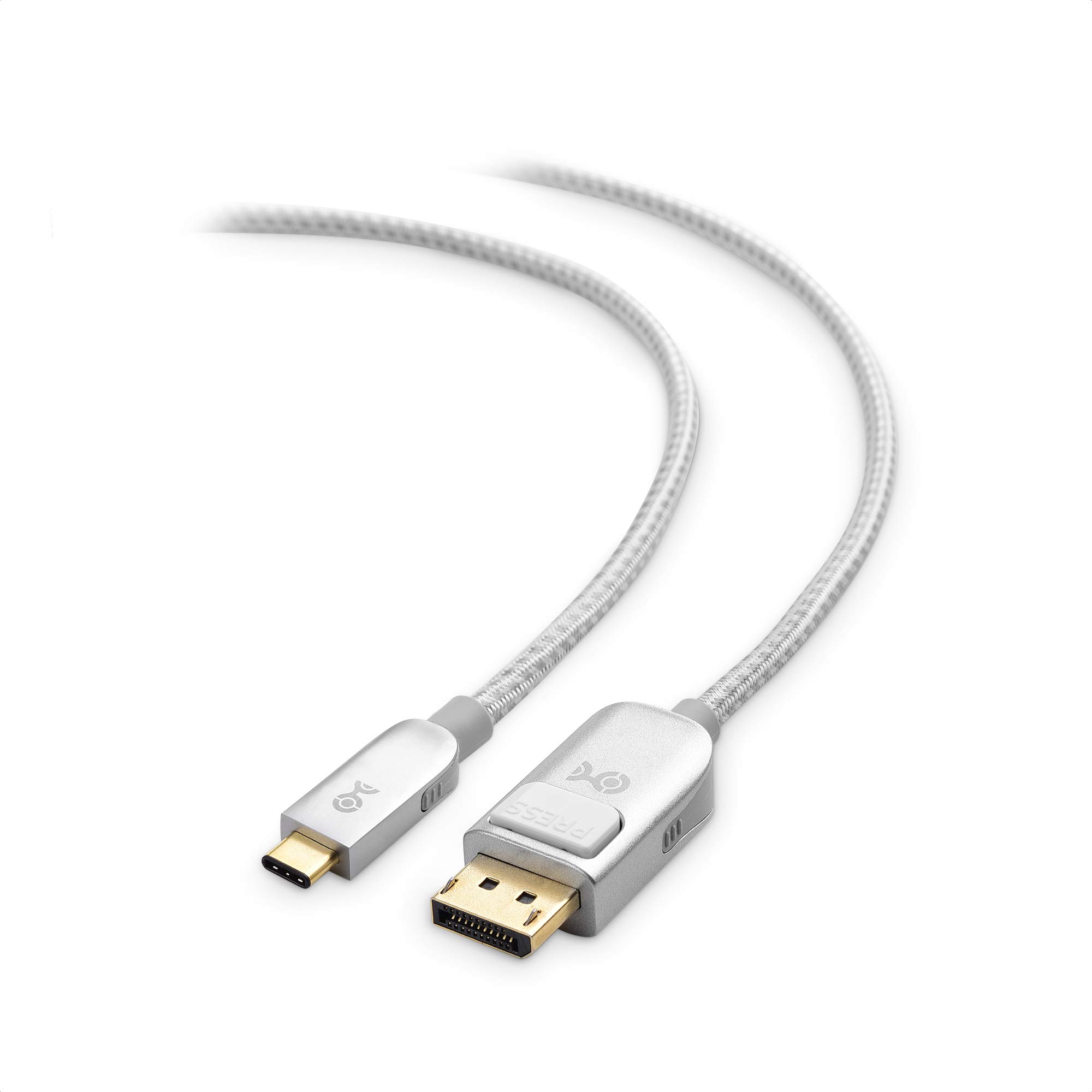 Premium USB-C to DisplayPort Cable 10ft (3m) 4K@60Hz HDR - Frost Silver | Fast Charging & Ultra HD Video for MacBook Pro, Dell XPS, Gaming Laptops & Monitors | Home Office, Gaming & Professional Workspace Setup