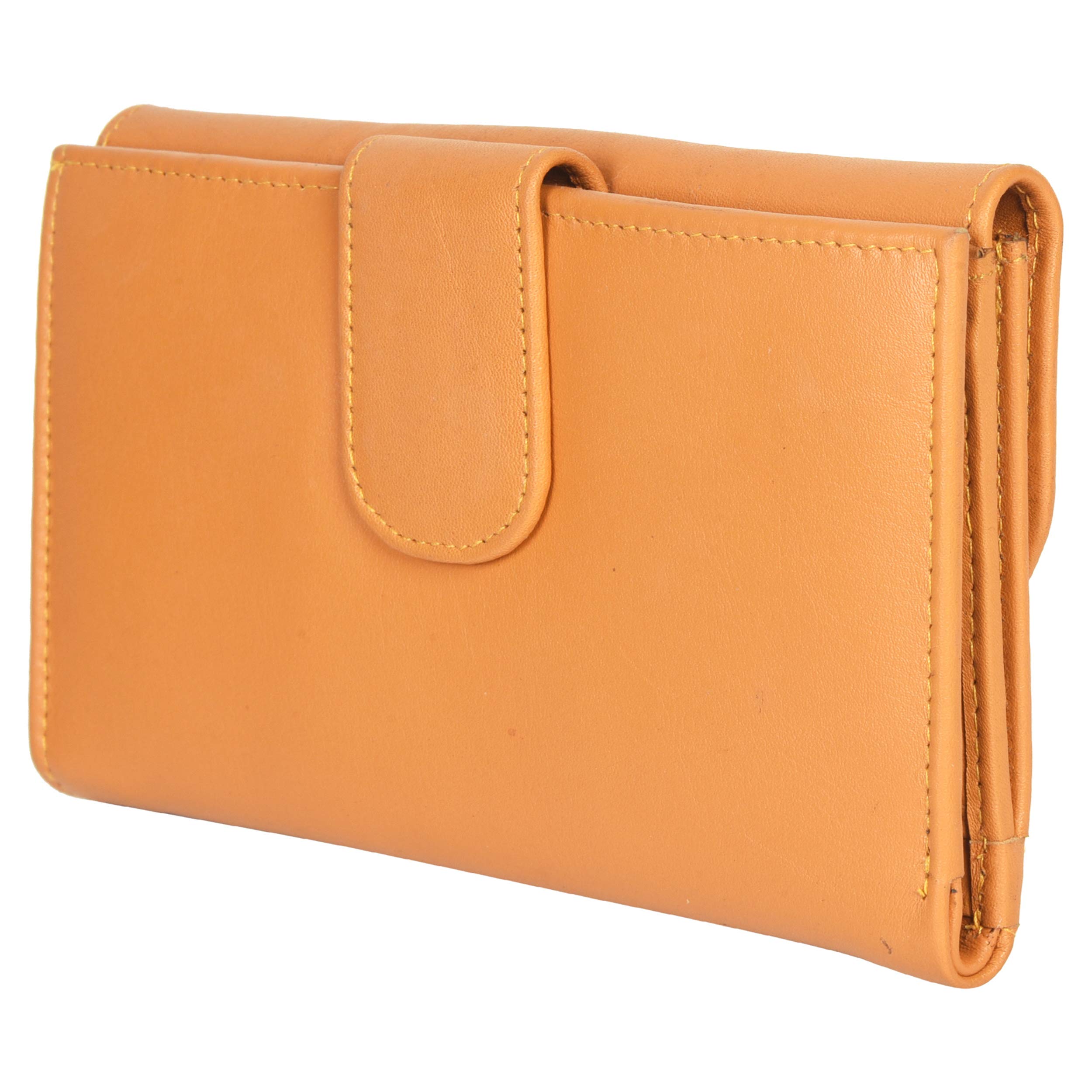 Genuine Leather Clutch Wallet for Women - Slim Credit Card Holder with Coin Pocket - Perfect for Parties, Travel & Everyday Use (Tan)