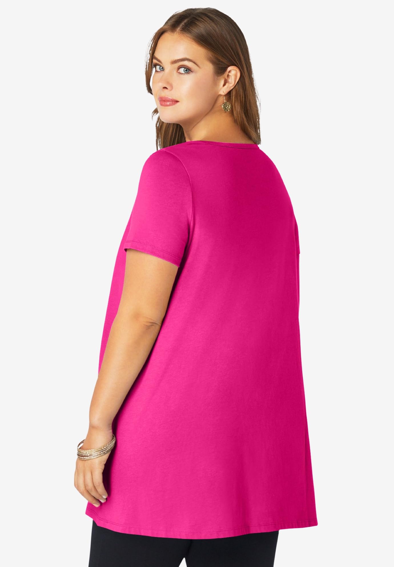 Roaman's Women's Plus Size Scoop Neck Swing Ultimate Tunic Top - Flowy Casual Blouse for Work, Church & Everyday Wear