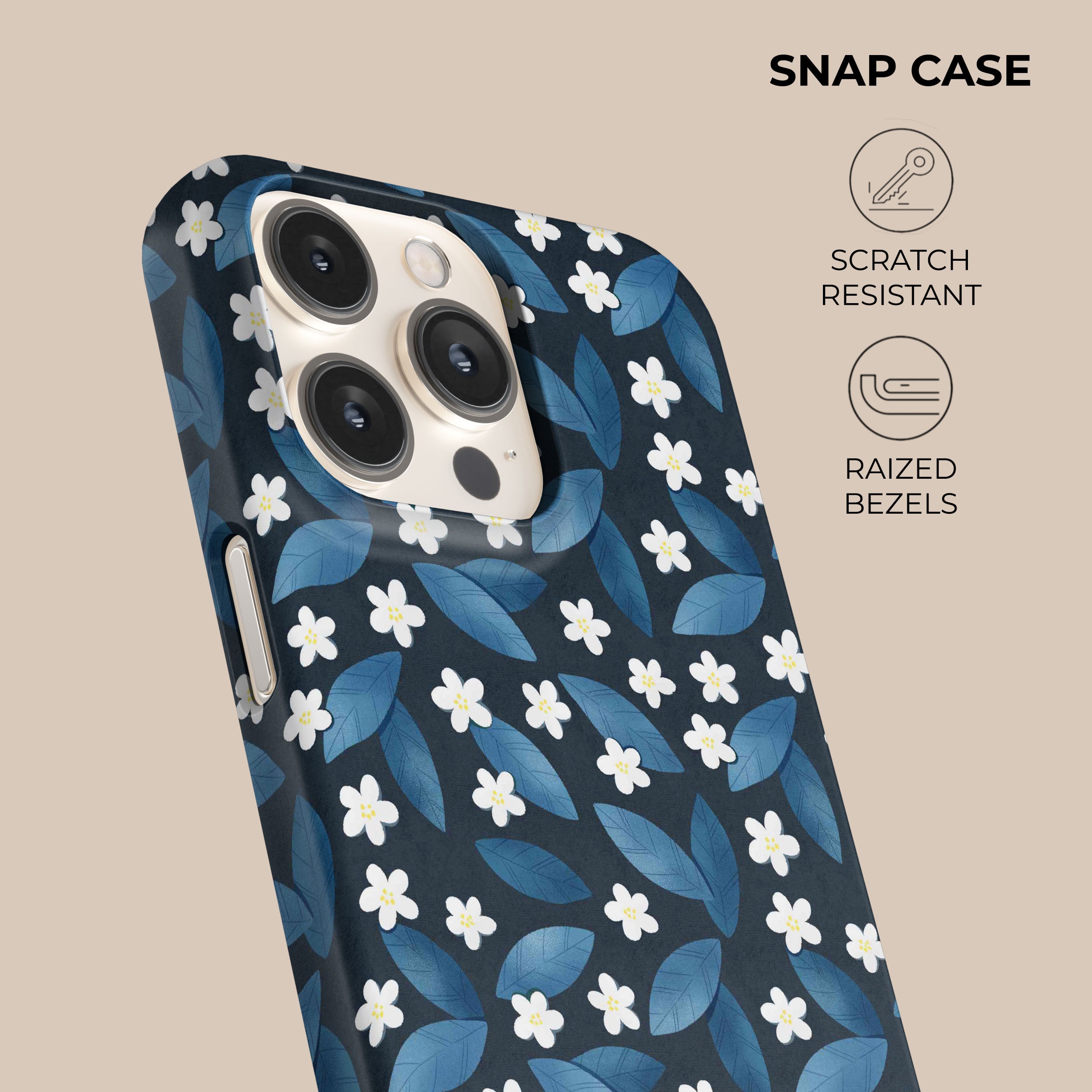 Dark Blue Summer Leafs Phone Case - Durable Protective Cover for iPhone & Samsung - Perfect for Outdoor Adventures & Daily Use