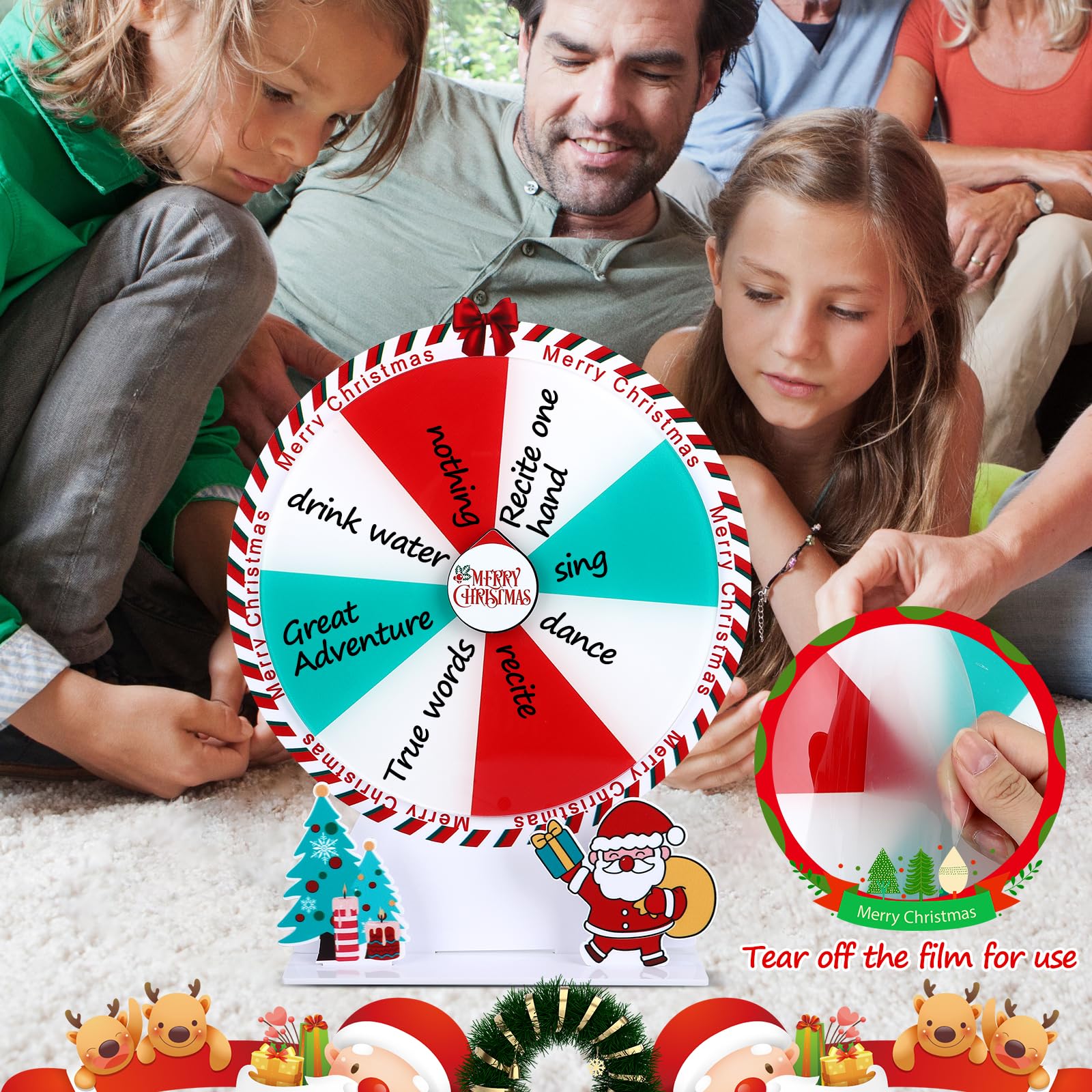8 Inch Christmas Spinner Prize Wheel - 8 Slots Editable Spinning Wheel for Holiday Games, Carnival Prizes & Wheel of Fortune Style Fun - Perfect for Christmas Parties, Classroom Activities & Festive Events