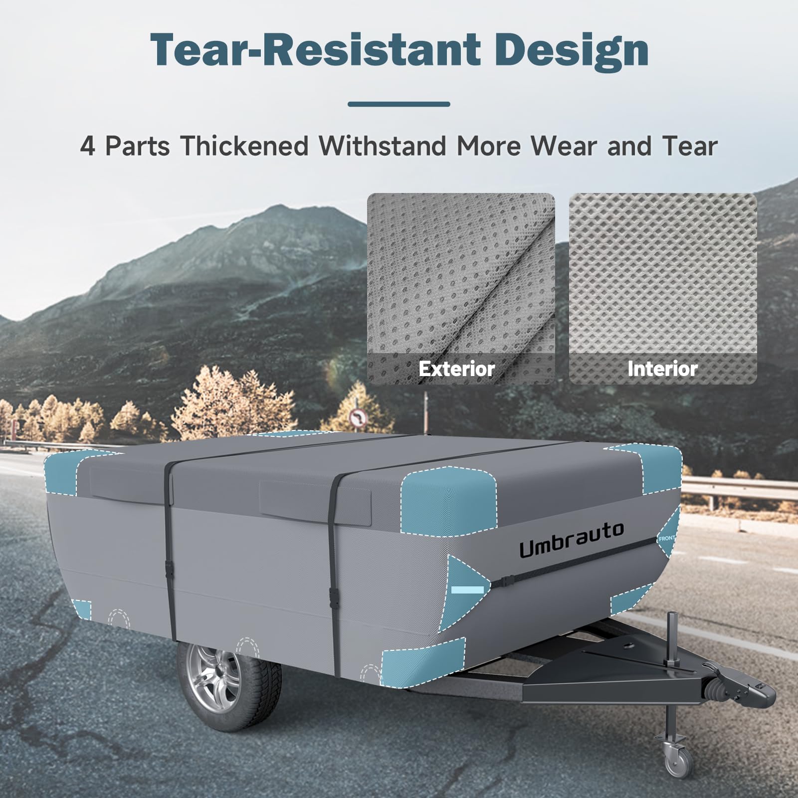 Upgraded 7-Layer Waterproof Pop Up Folding Camper Cover for 12'-14' Trailers - Extra Thick Polypropylene Breathable Ripstop Tent Trailer Cover - Perfect for Camping, RV Trips & Outdoor Adventures