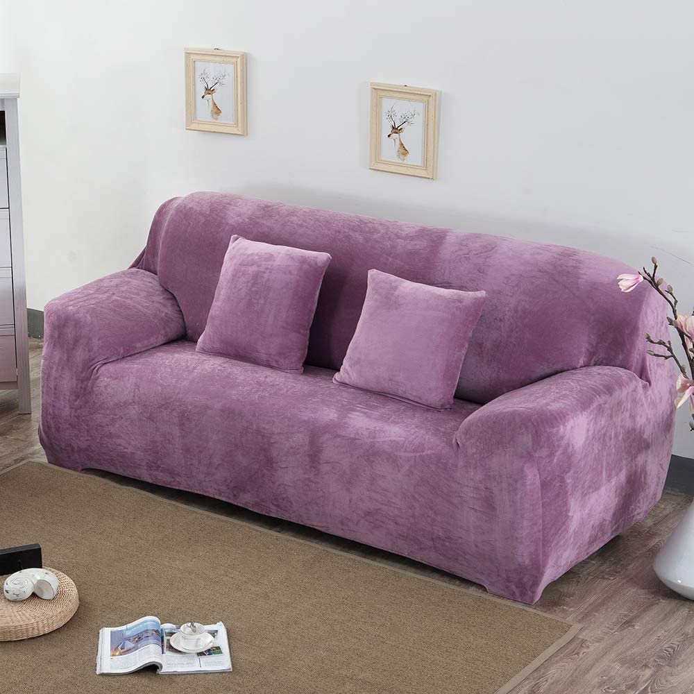 YYHSND Thick Velvet Plush Sofa Cover - Non-Slip Stretchable Furniture Protector for Living Room, Couch & Sectional | Soft & Durable Sofa Slipcover for Pets, Kids & Everyday Use
