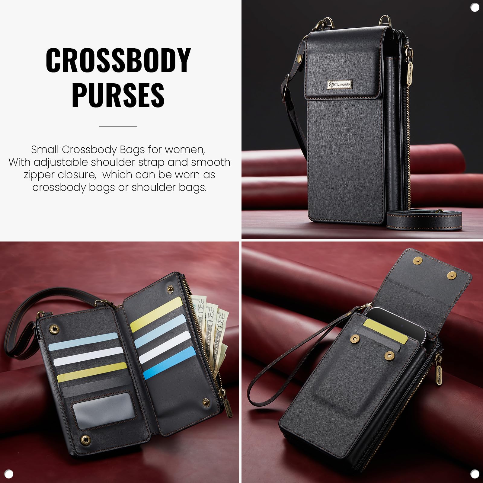 CaseMe Small RFID Blocking Crossbody Phone Bag for Women - Anti-Theft Shoulder Handbag with Card Slots & Strap - Perfect for Travel, Shopping & Daily Use
