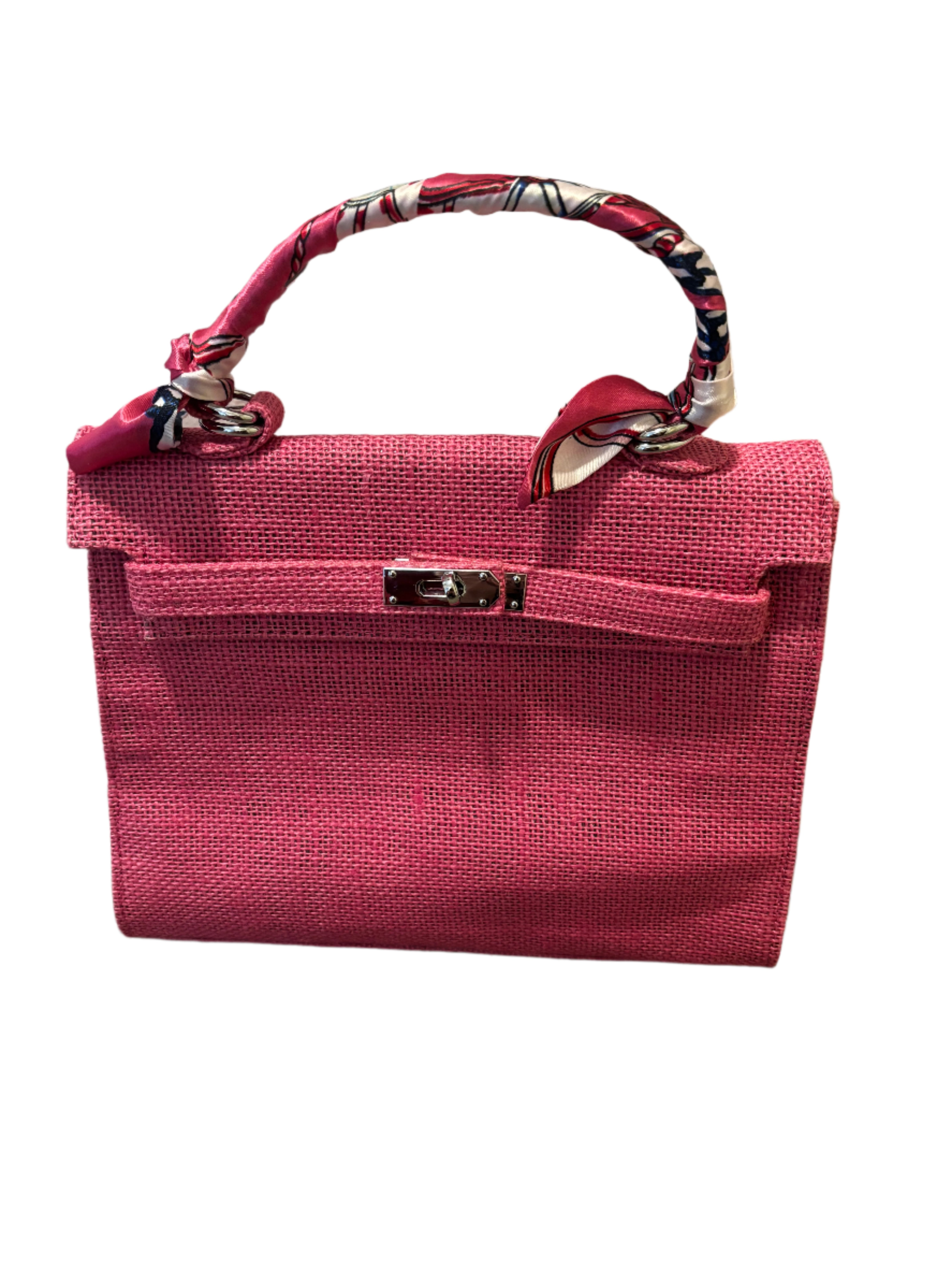 French Style Jute Mini Crossbody Bag for Women - Pink Eco-Friendly Tote Shoulder Purse | Perfect for Beach, Shopping & Casual Outings