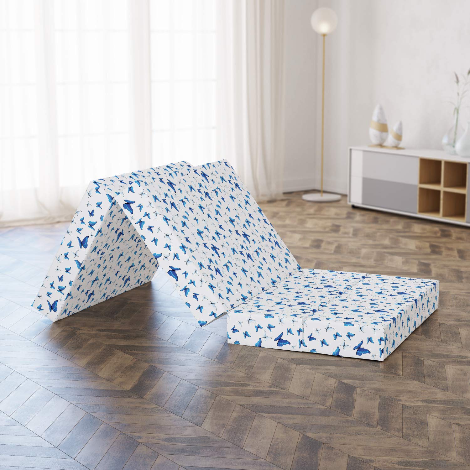 Ambesonne Butterfly Foldable Mattress - Rainforest Wilderness Design, 74.8