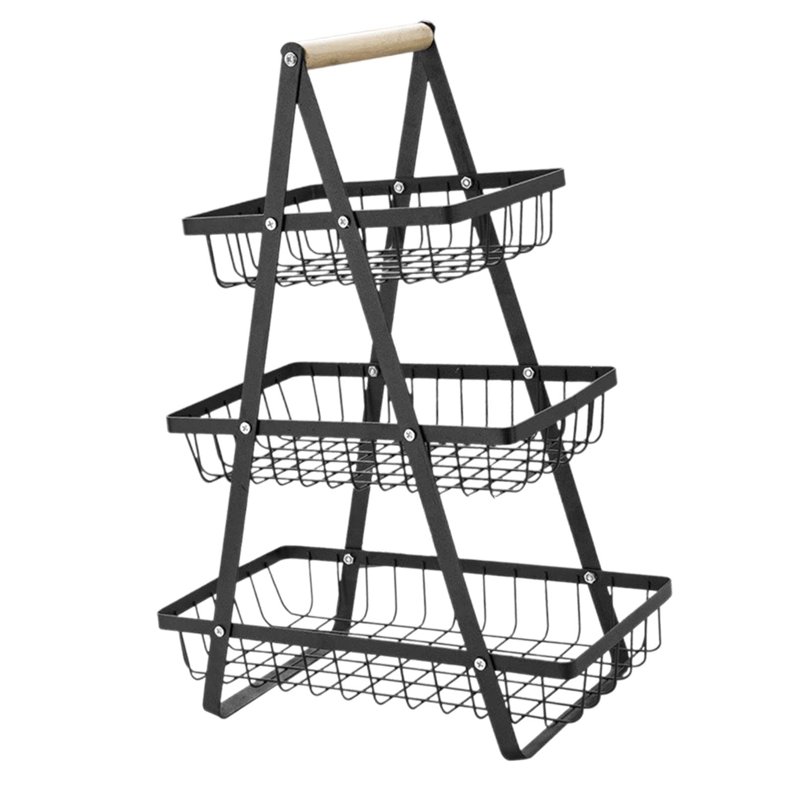 CALANDIS® 3-Tier Black Metal Fruit Basket - Rustproof Iron Tiered Rack for Kitchen, Dining Room & Restaurant Decor - Perfect for Displaying Fruits, Vegetables & Snacks at Home or Commercial Use